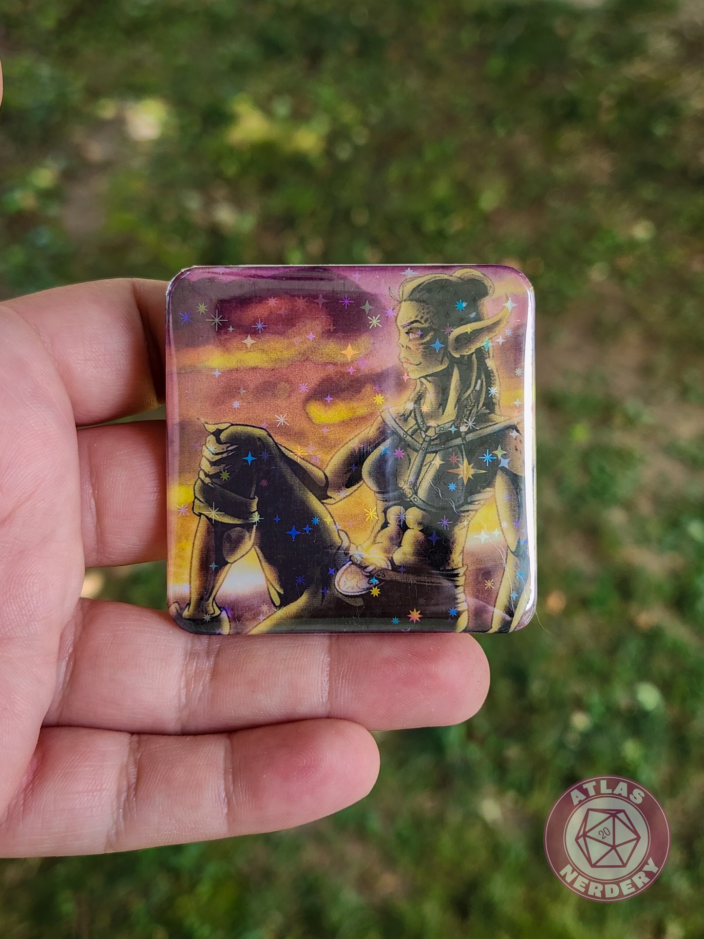 Lizard Girlfriend - 2.25” x 2.25” Square Holo Pinback Button