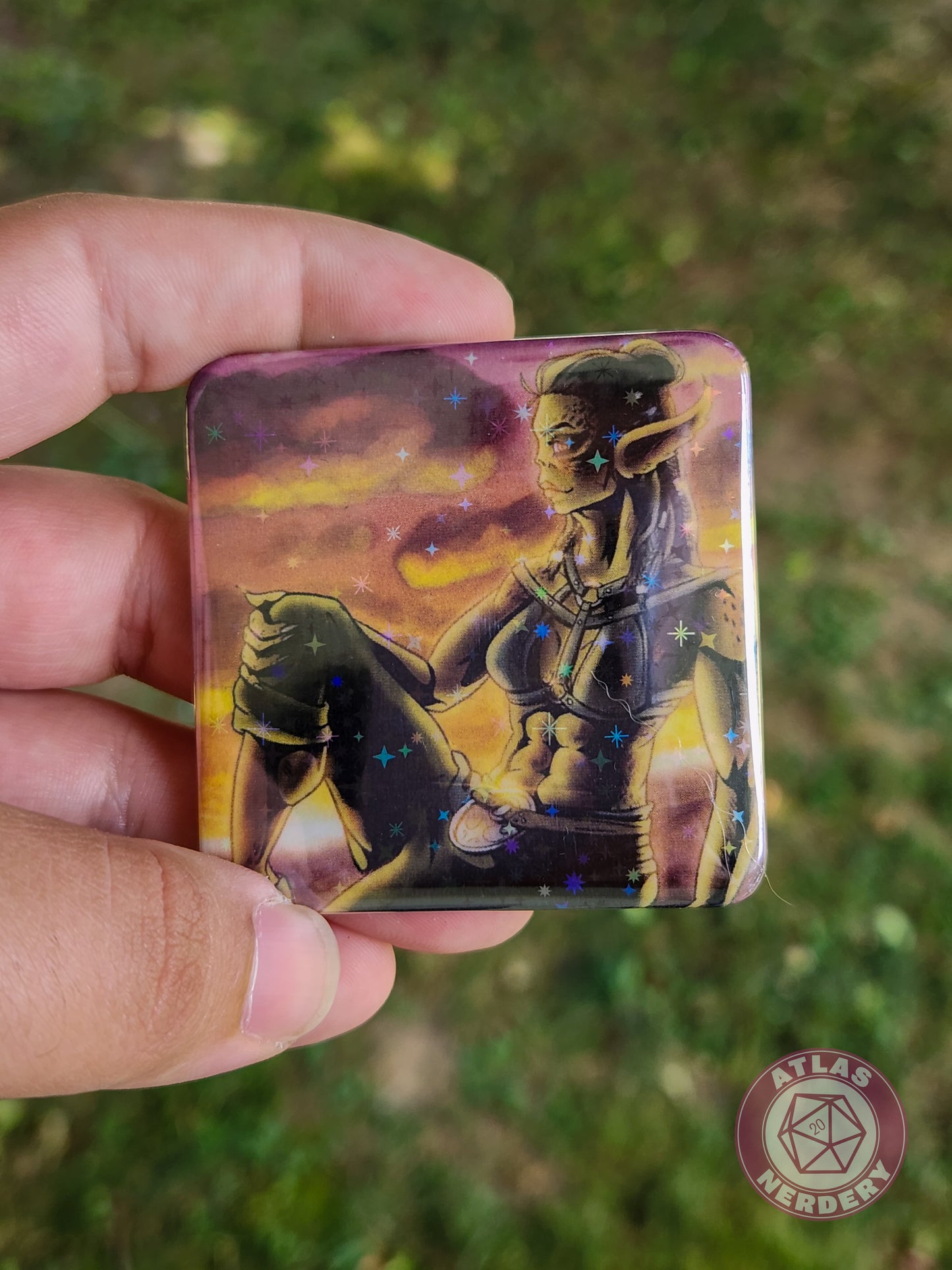 Lizard Girlfriend - 2.25” x 2.25” Square Holo Pinback Button