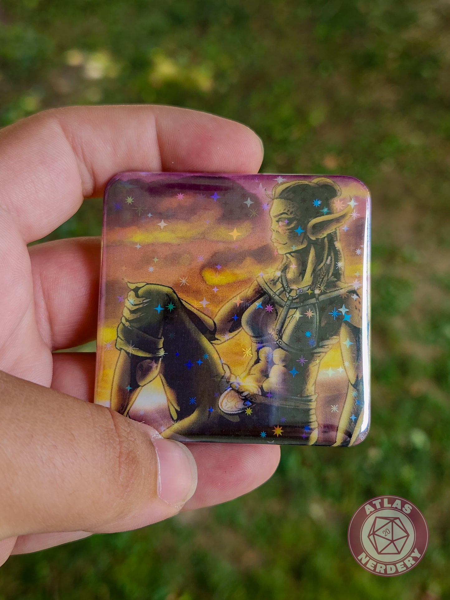 Lizard Girlfriend - 2.25” x 2.25” Square Holo Pinback Button