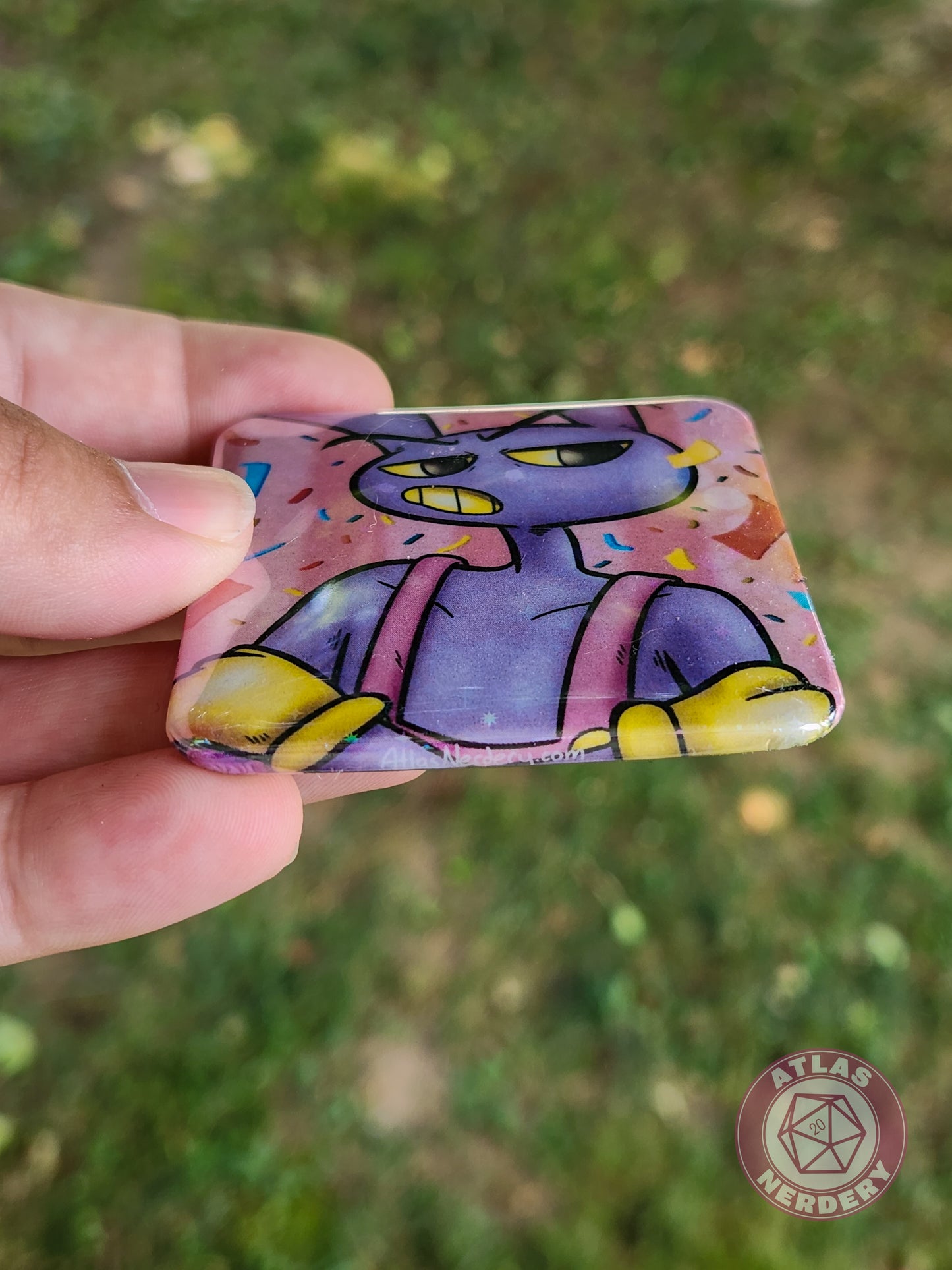 Angry Rabbit - 2.25” x 2.25” Square Holo Pinback Button