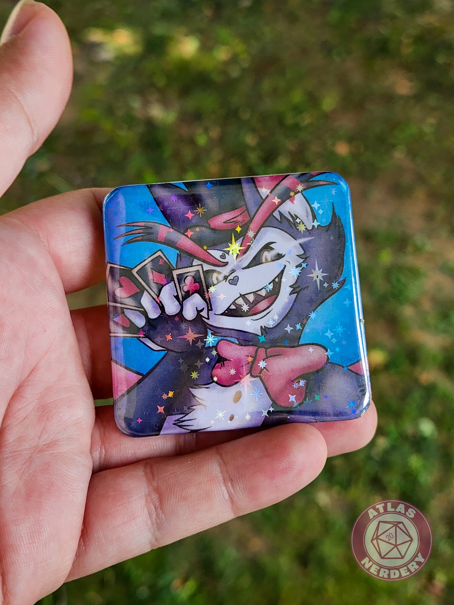 Griffon Gambler - 2.25” x 2.25” Square Holo Pinback Button