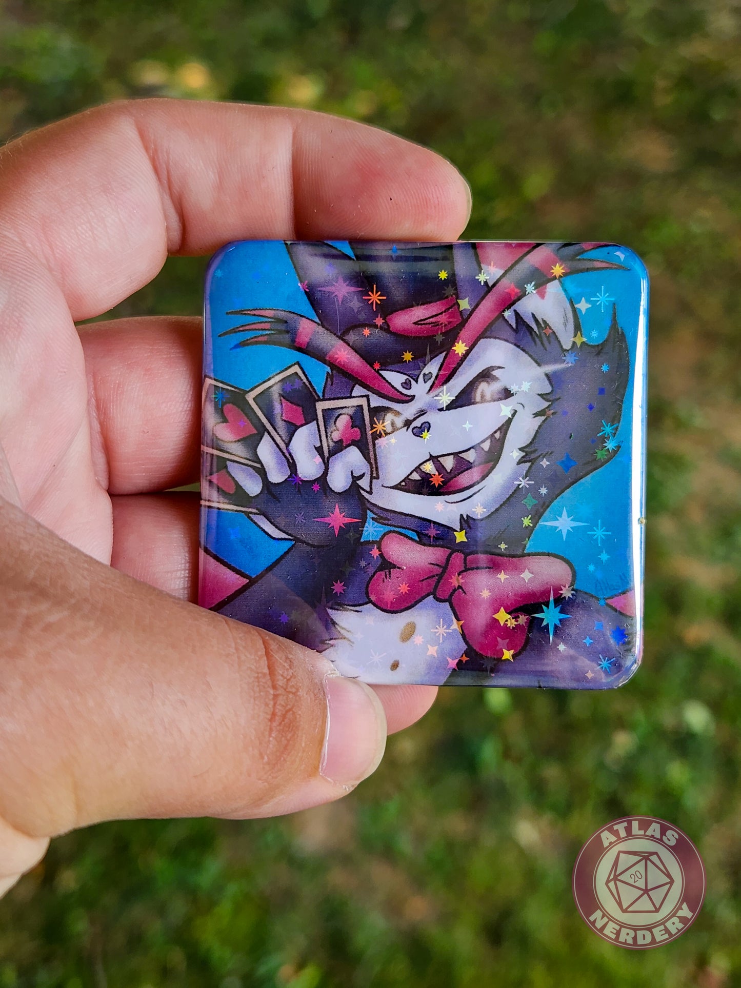 Griffon Gambler - 2.25” x 2.25” Square Holo Pinback Button