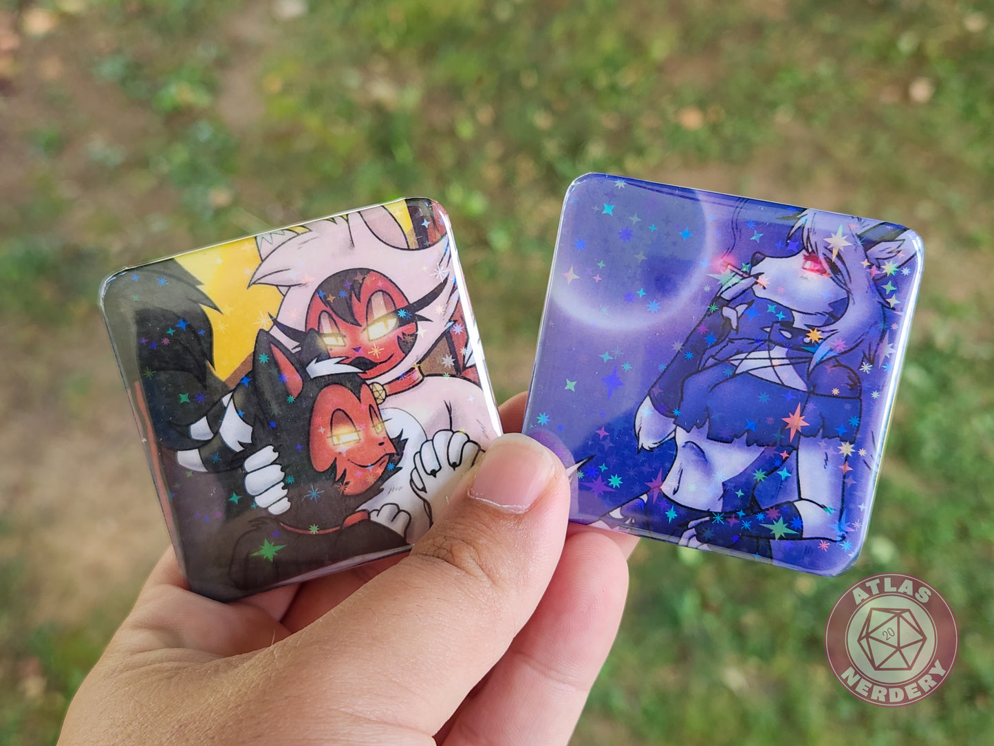 Imp Furries - 2.25” x 2.25” Square Holo Pinback Button