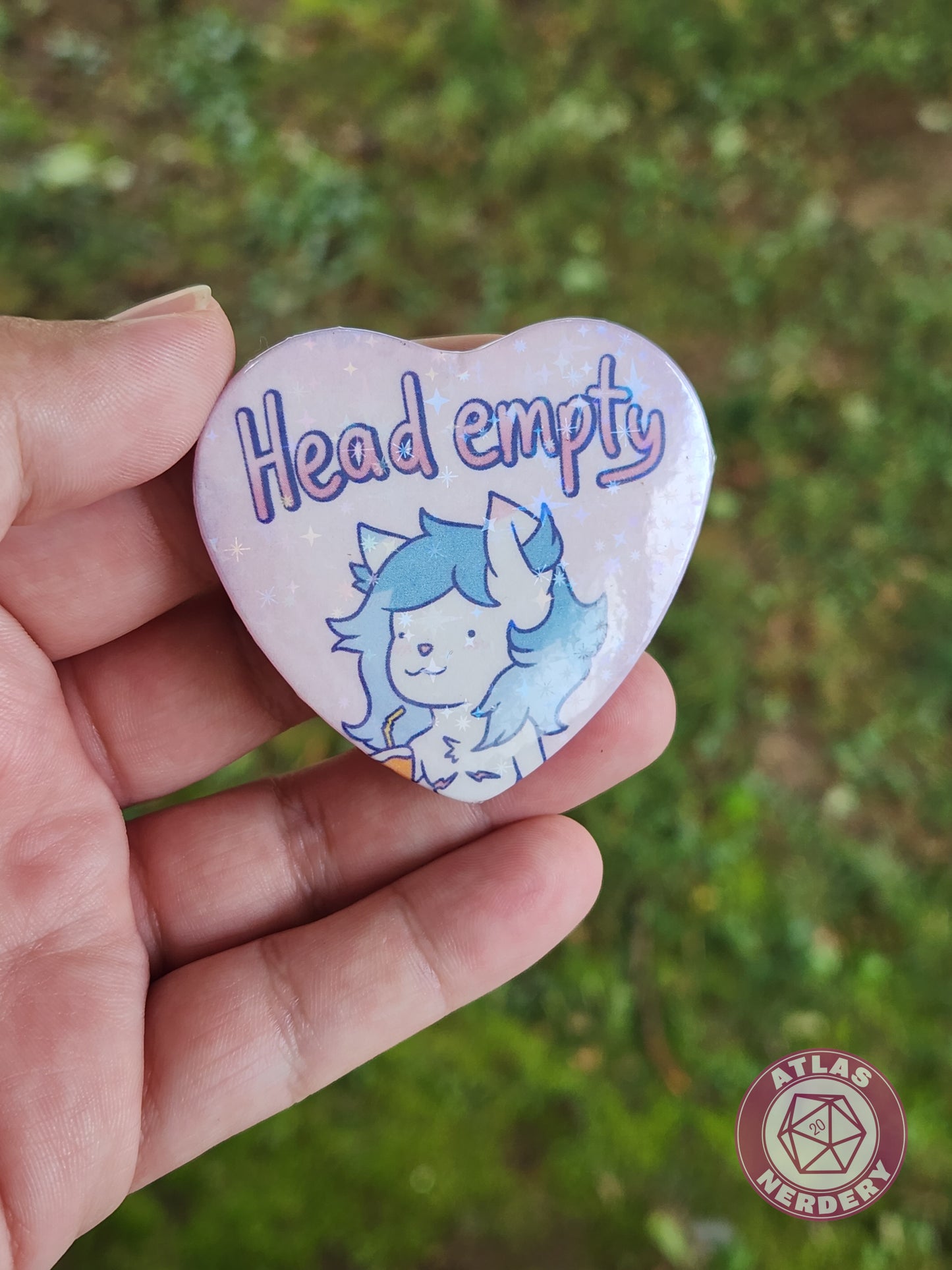 Head Empty - 2.25” x 2” Holo Heart Pinback Button