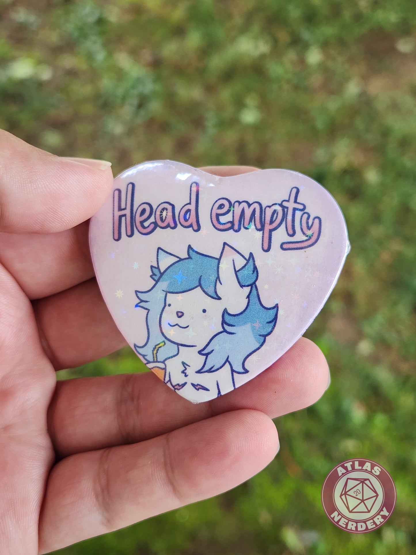 Head Empty - 2.25” x 2” Holo Heart Pinback Button