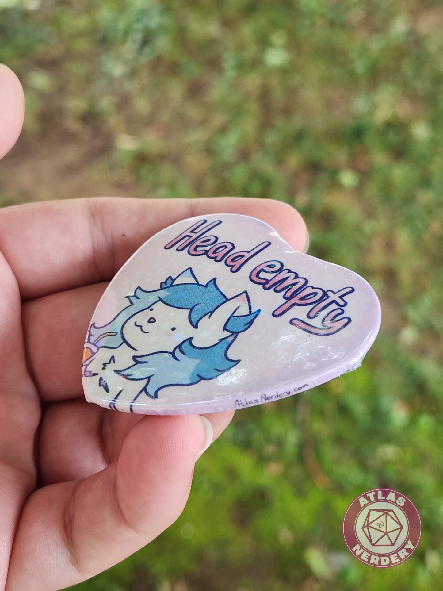 Head Empty - 2.25” x 2” Holo Heart Pinback Button