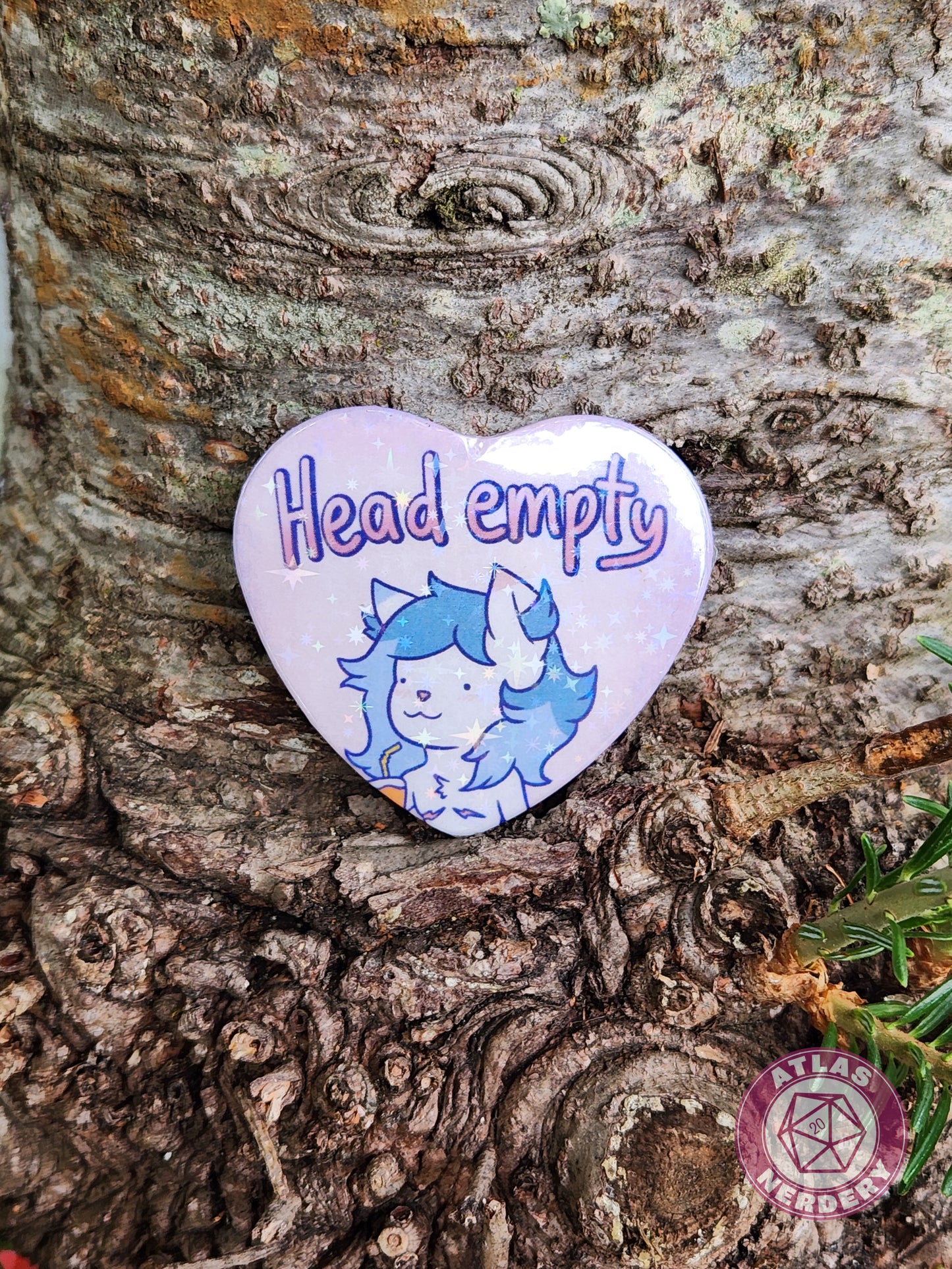 Head Empty - 2.25” x 2” Holo Heart Pinback Button