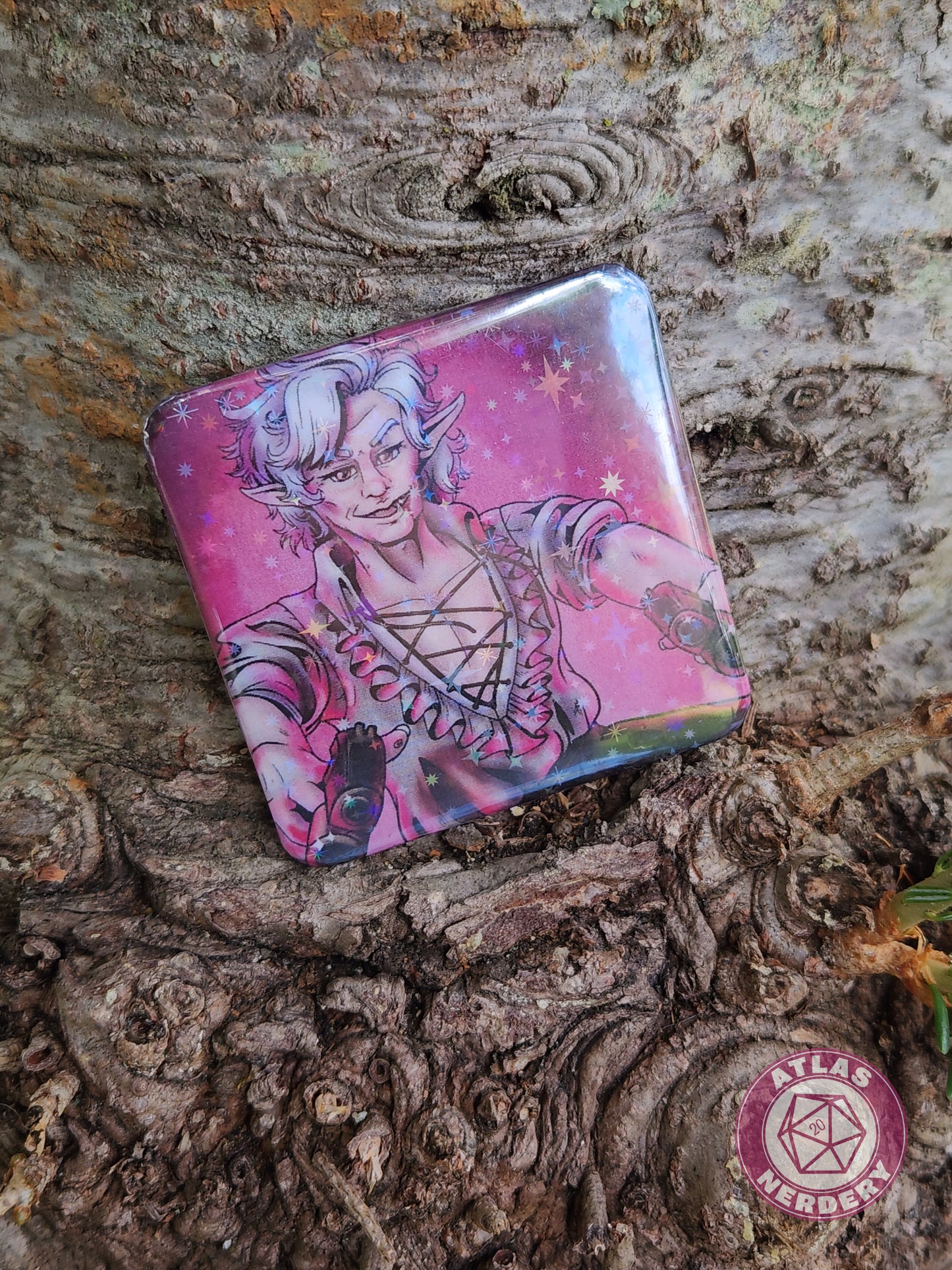 Dual Wielding - 2.25” x 2.25” Square Holo Pinback Button