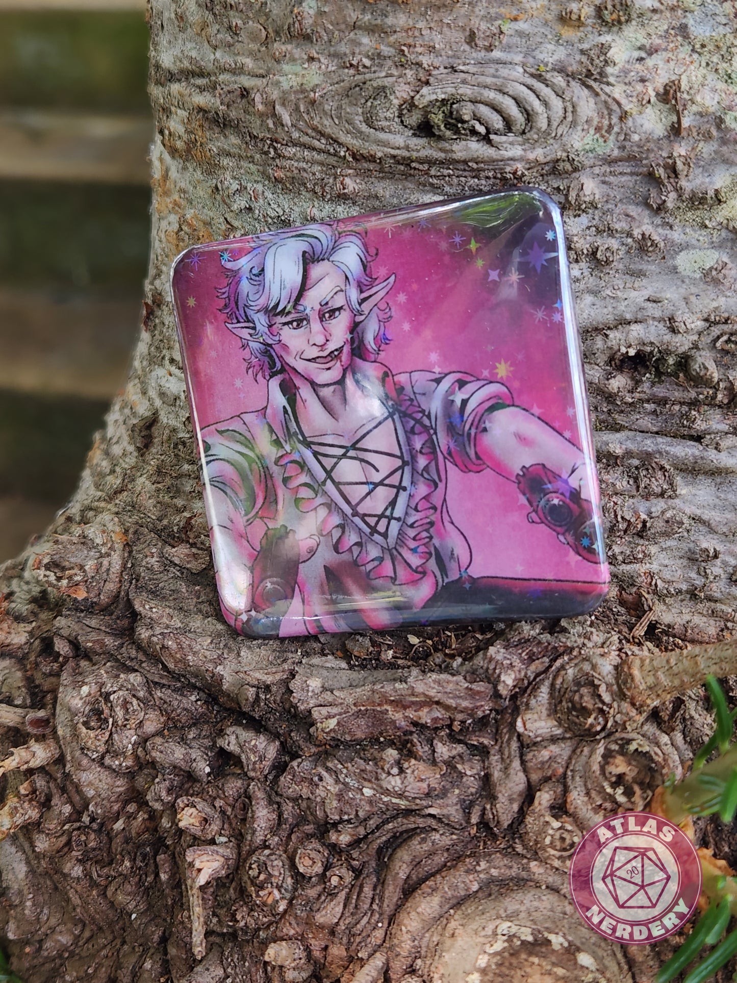 Dual Wielding - 2.25” x 2.25” Square Holo Pinback Button