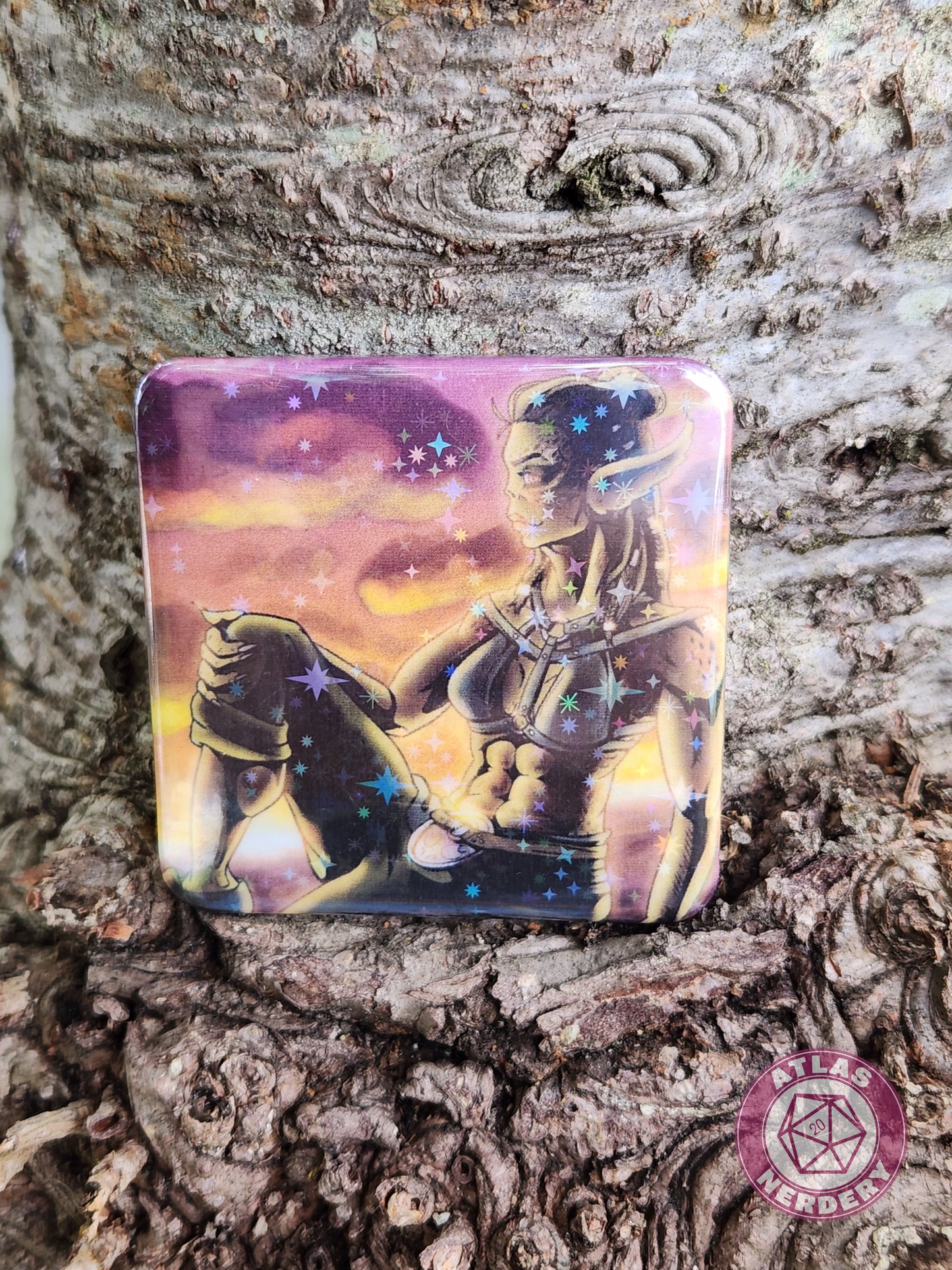 Lizard Girlfriend - 2.25” x 2.25” Square Holo Pinback Button