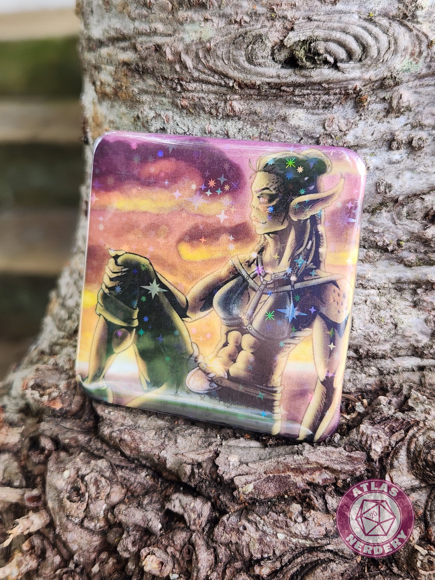 Lizard Girlfriend - 2.25” x 2.25” Square Holo Pinback Button