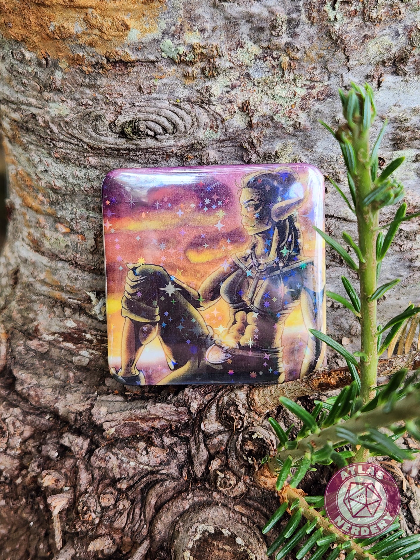 Lizard Girlfriend - 2.25” x 2.25” Square Holo Pinback Button