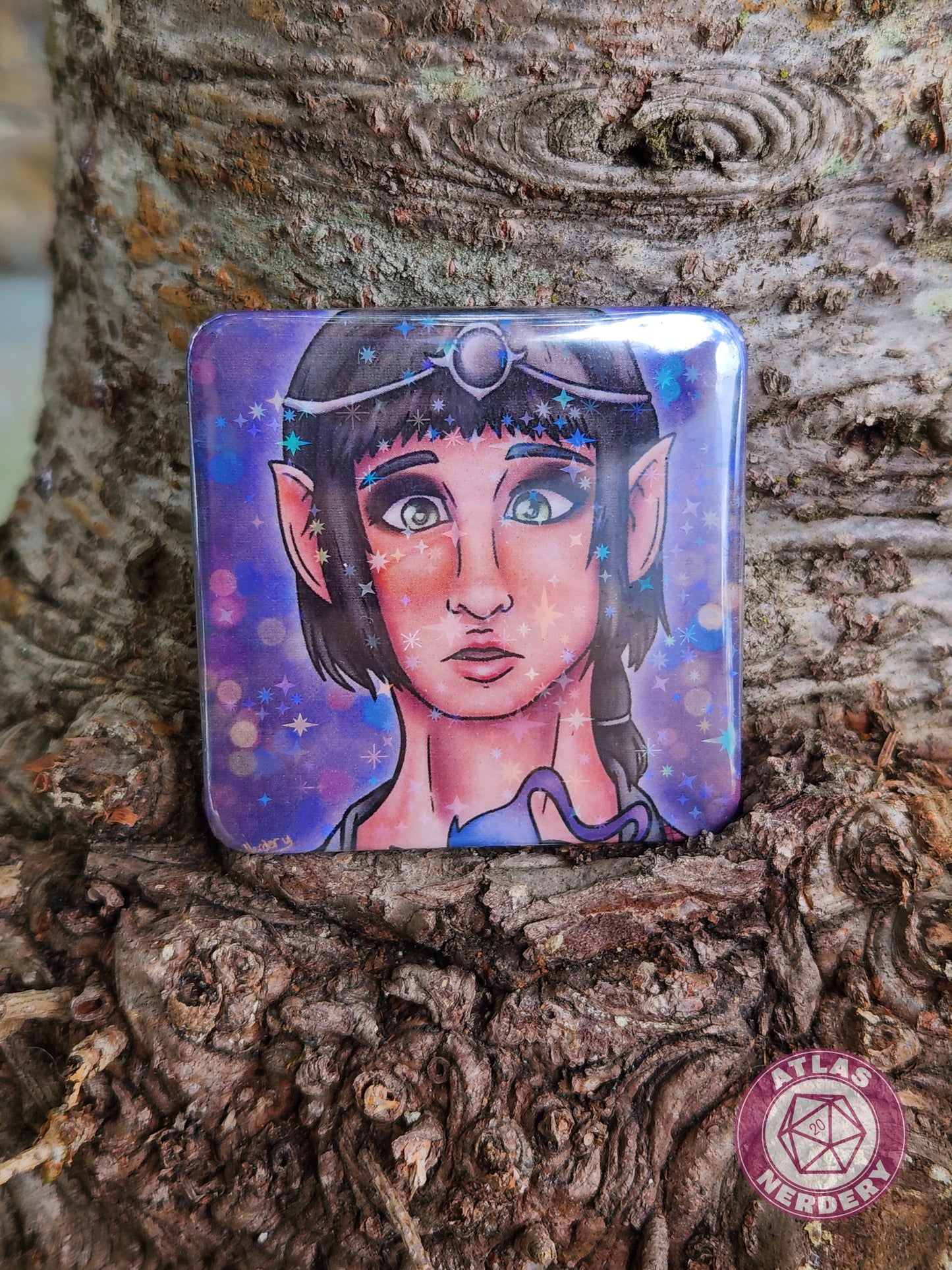 Night Orchid - 2.25” x 2.25” Square Holo Pinback Button