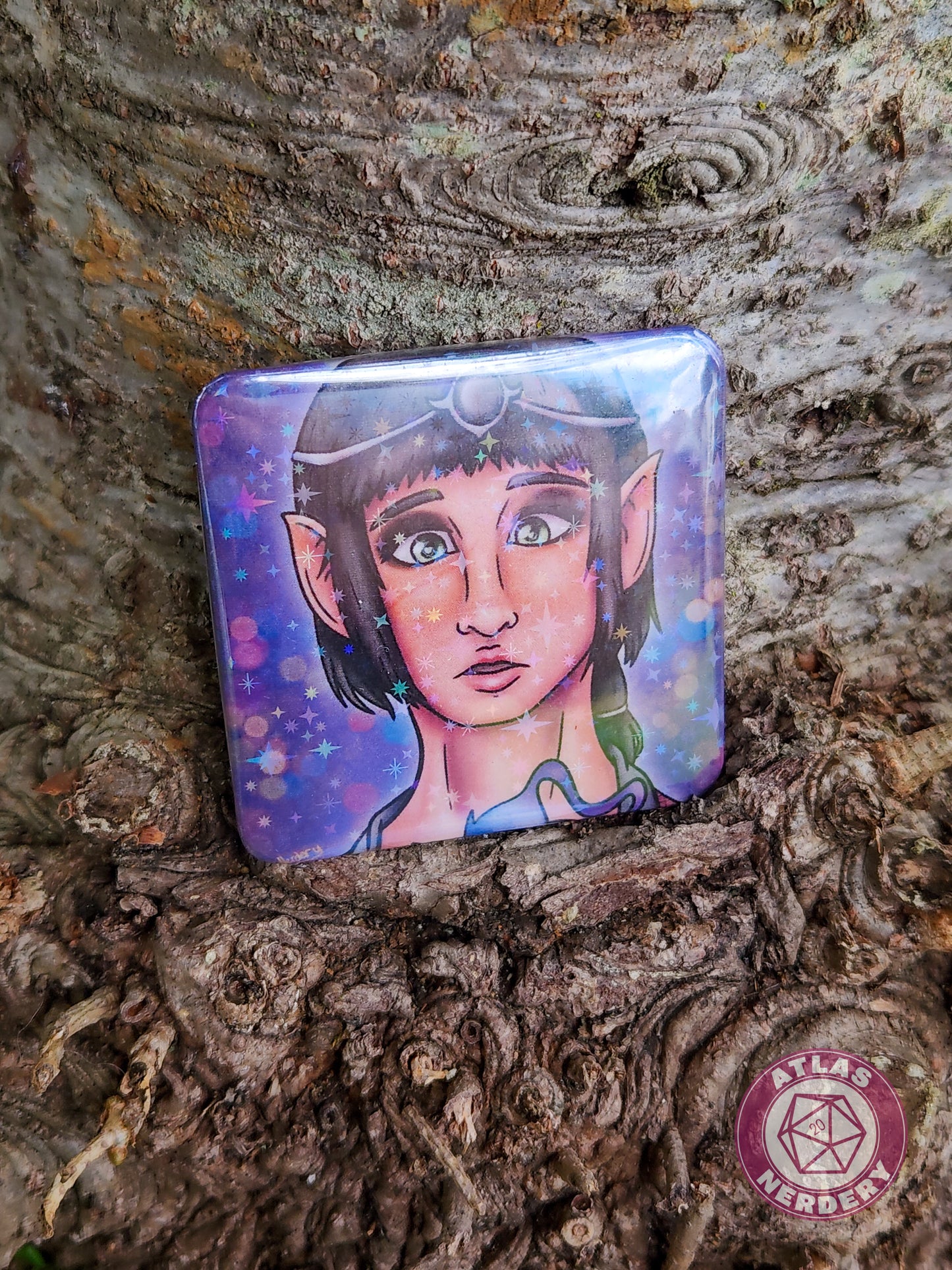 Night Orchid - 2.25” x 2.25” Square Holo Pinback Button