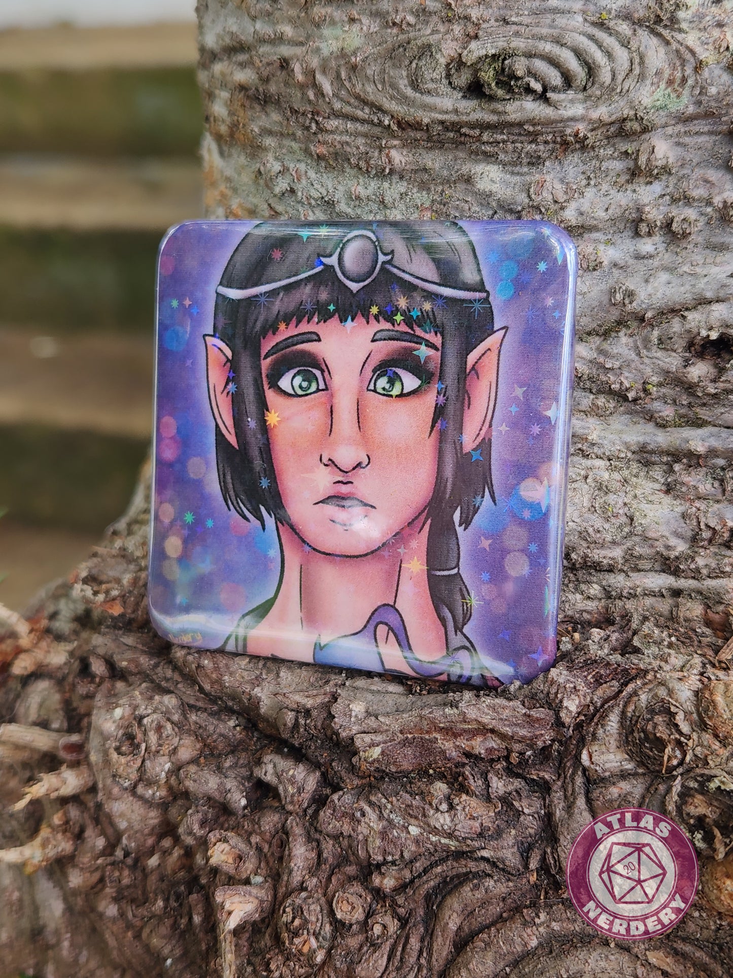 Night Orchid - 2.25” x 2.25” Square Holo Pinback Button