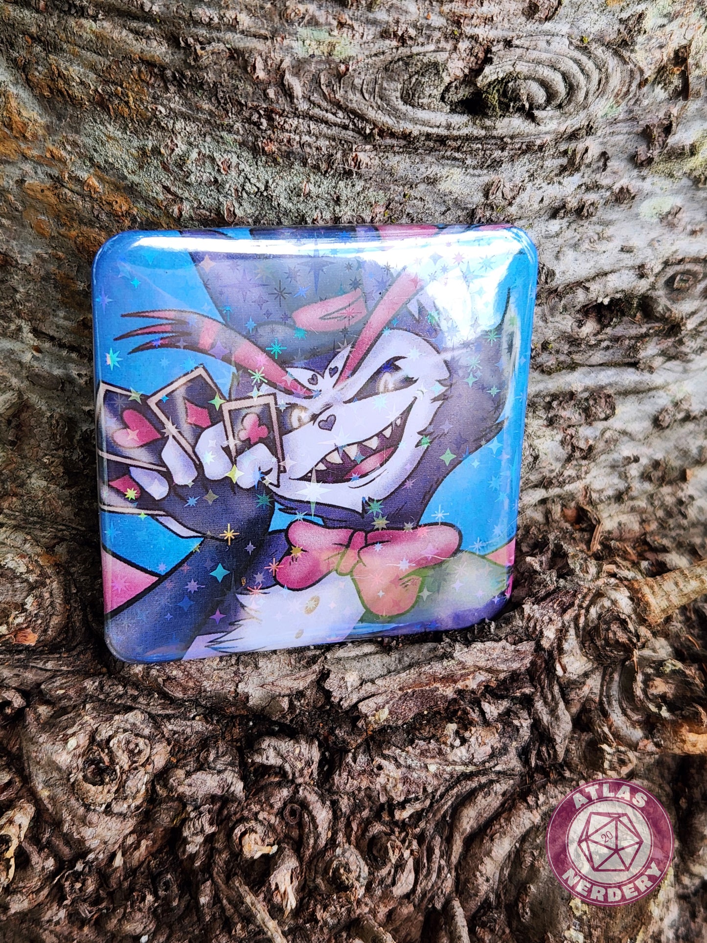 Griffon Gambler - 2.25” x 2.25” Square Holo Pinback Button