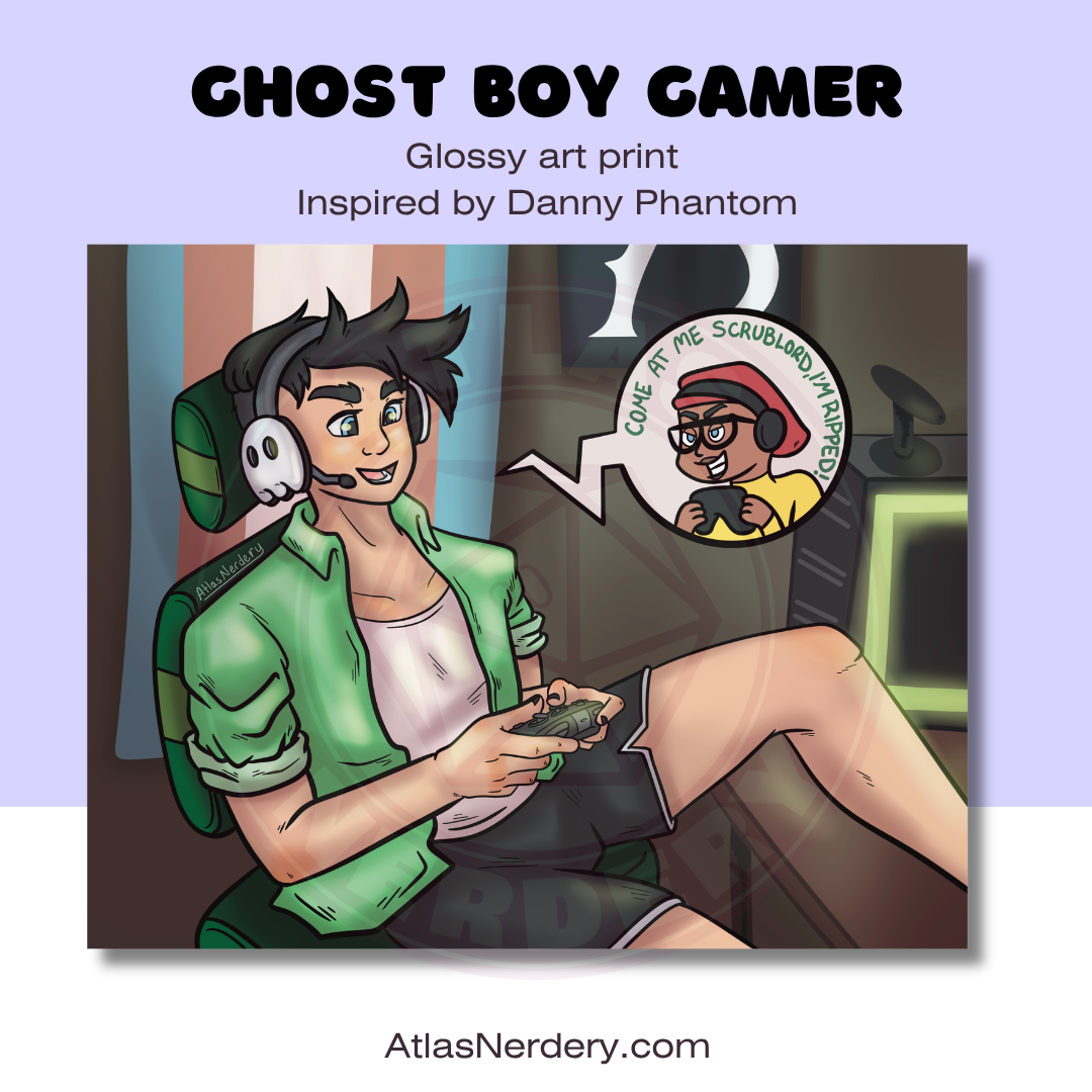 Ghost Boy Gamer - 8x10in Glossy Art Print