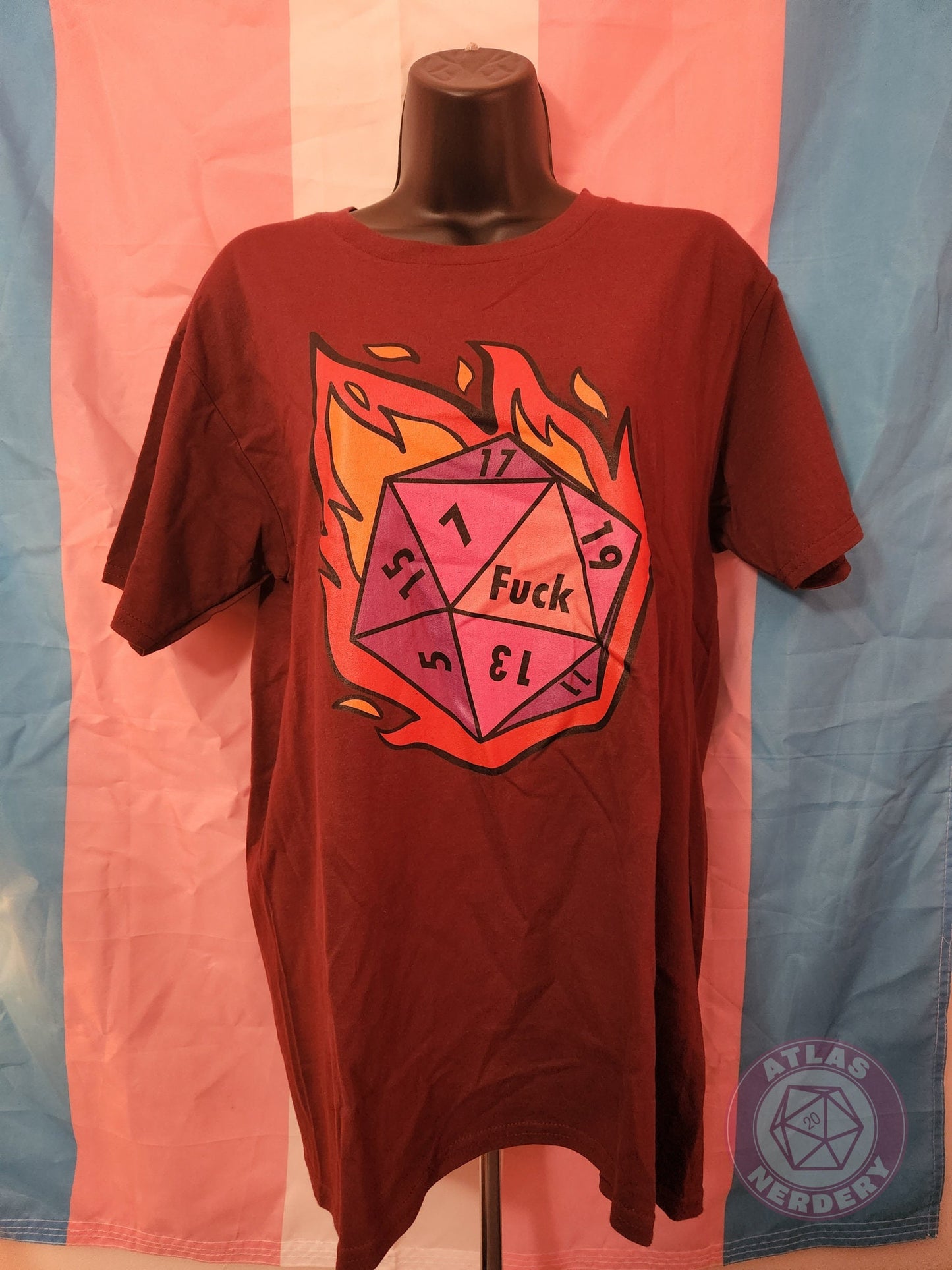 Flaming Crit Fail Tshirt- Loose Fit T-shirt US Sizing Graphic Tee