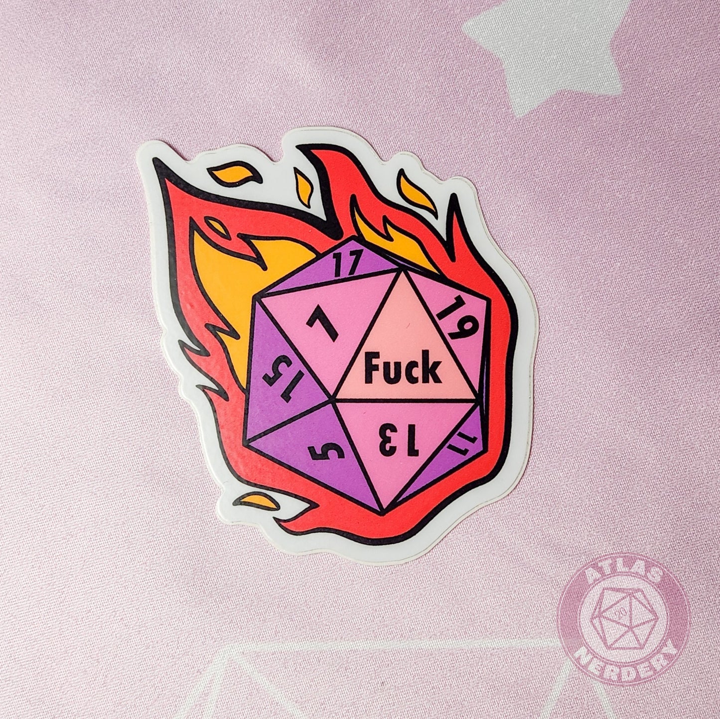 Flaming Crit Fail Sticker - 3" Waterproof Vinyl Sticker