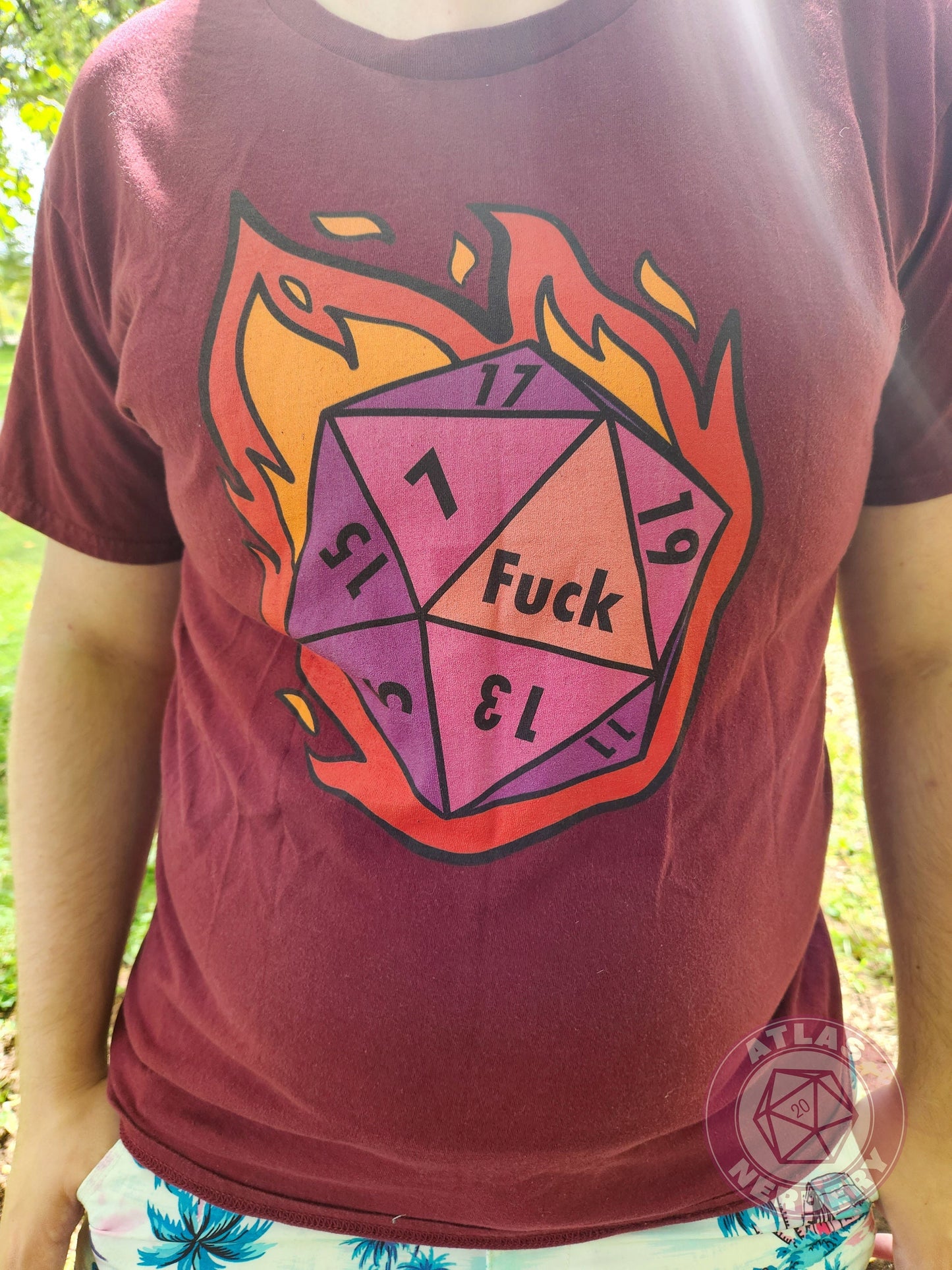 Flaming Crit Fail Tshirt- Loose Fit T-shirt US Sizing Graphic Tee