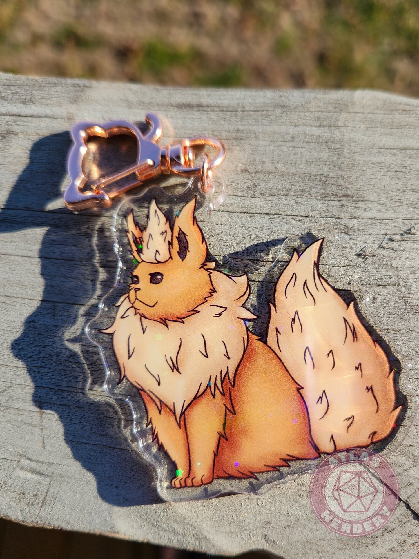Flaming Evolution Kitty #136 Acrylic Charm - 2.5" Double Sided Holographic Acrylic Keychain
