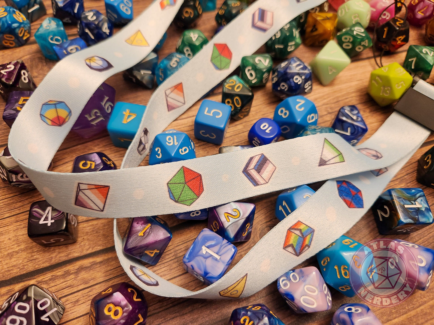Pride Flag Dice Set Lanyard