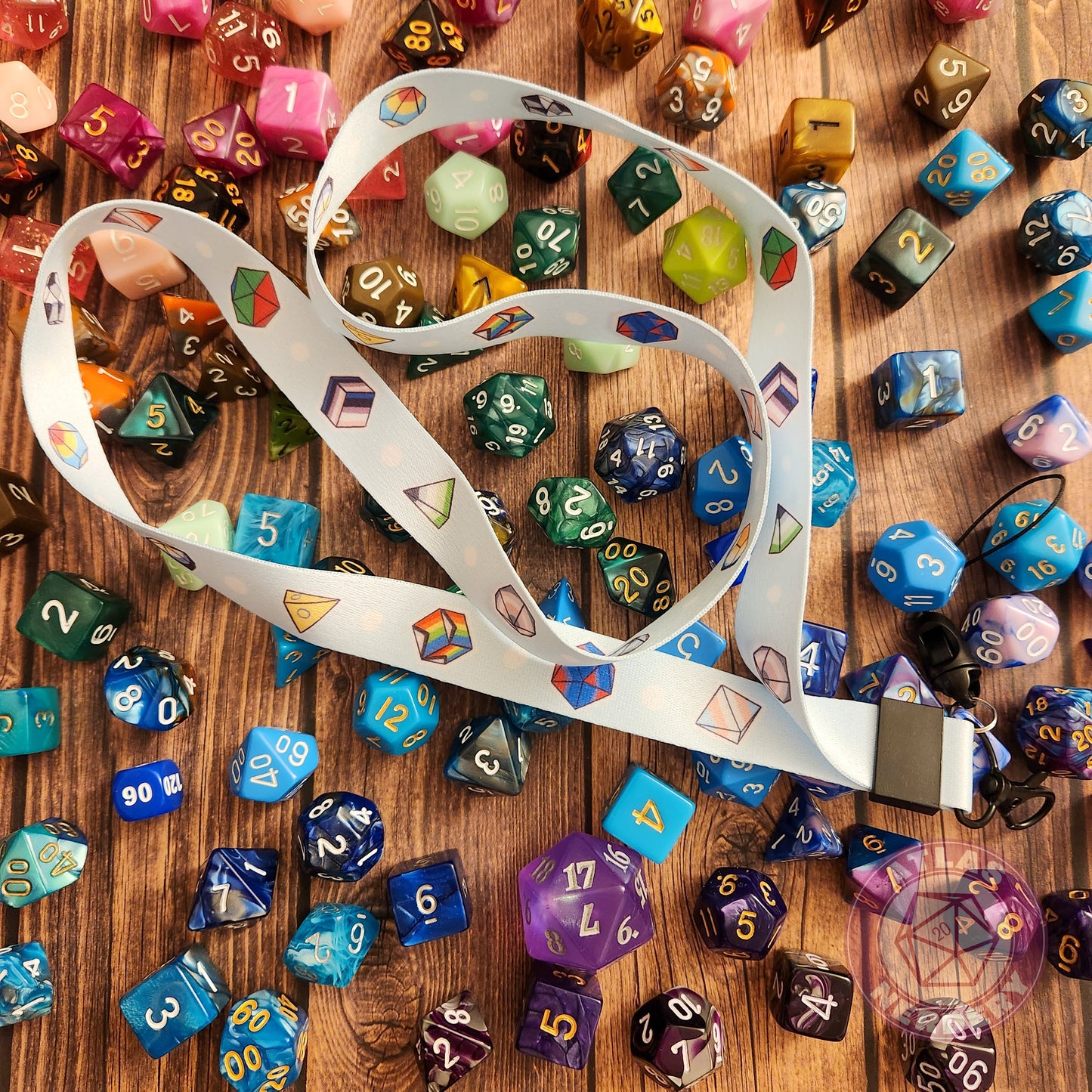 Pride Flag Dice Set Lanyard