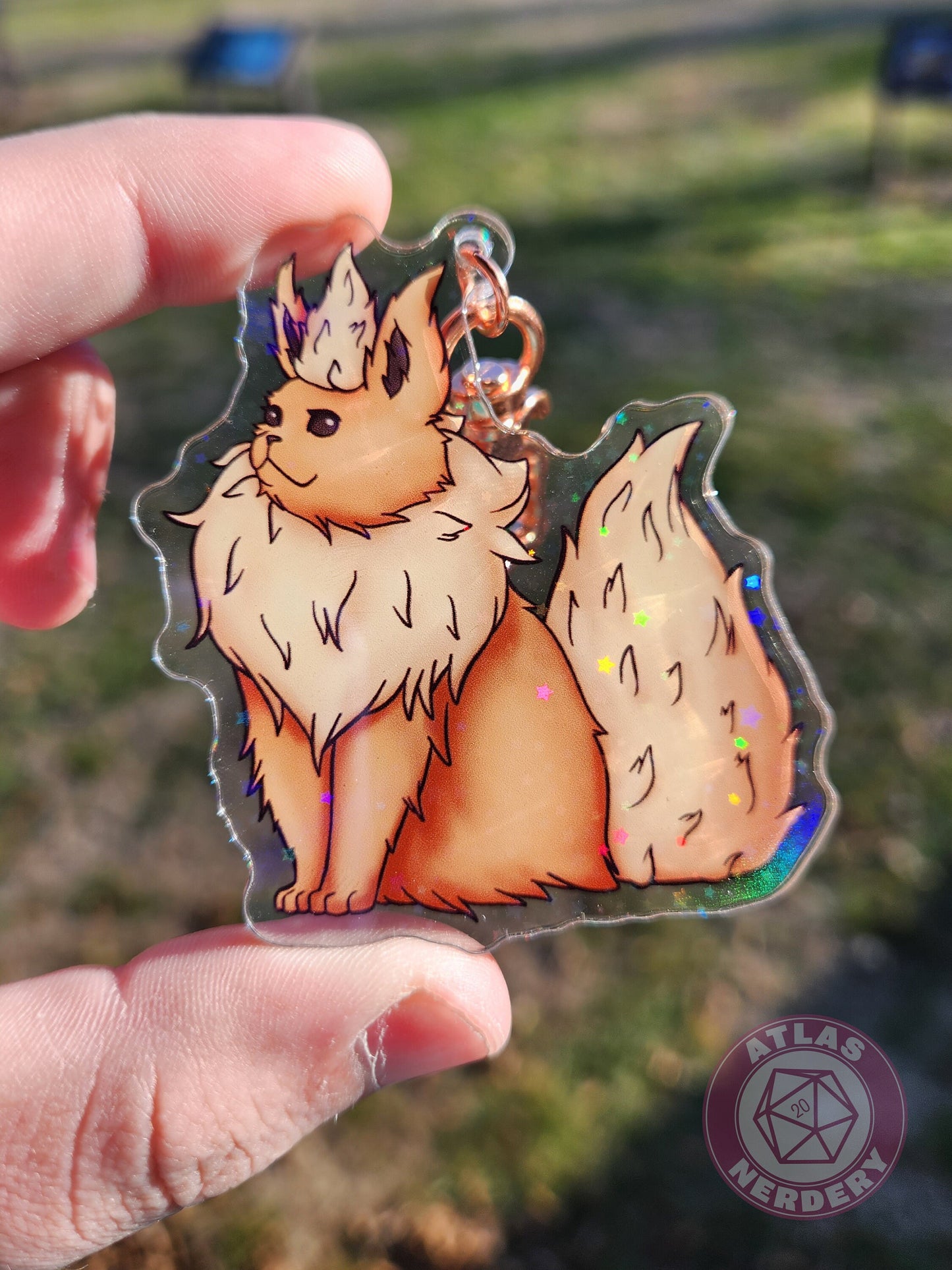 Flaming Evolution Kitty #136 Acrylic Charm - 2.5" Double Sided Holographic Acrylic Keychain