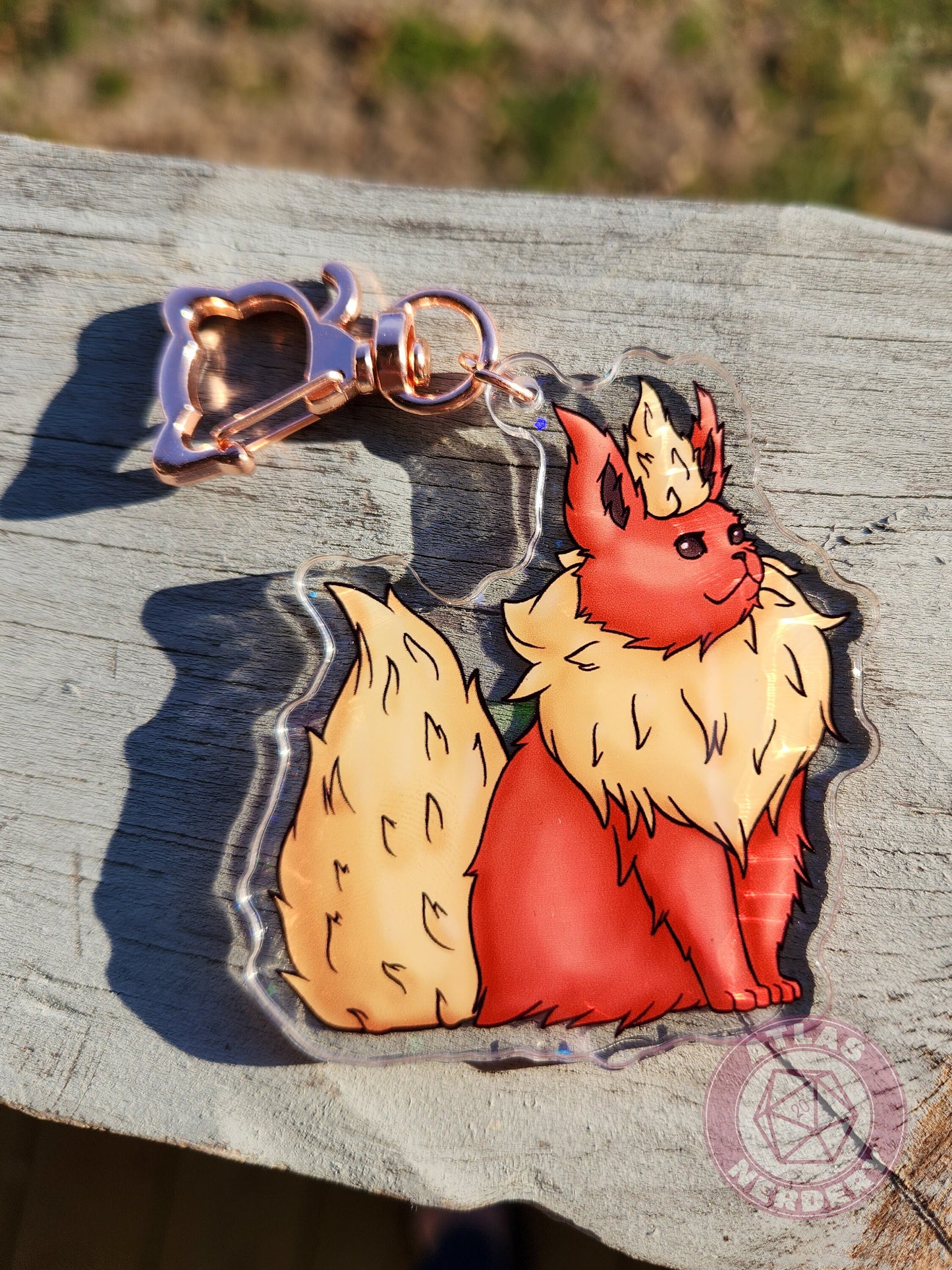 Flaming Evolution Kitty #136 Acrylic Charm - 2.5" Double Sided Holographic Acrylic Keychain