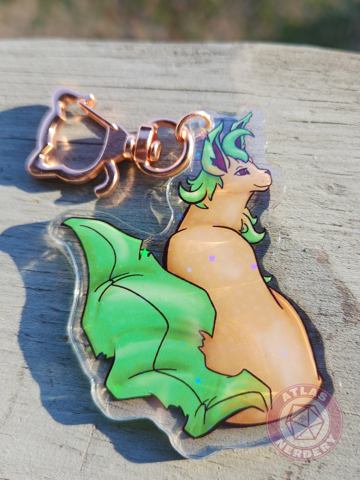 Leafy Evolution Kitty #470 Acrylic Charm - 2.5" Double Sided Holographic Acrylic Keychain