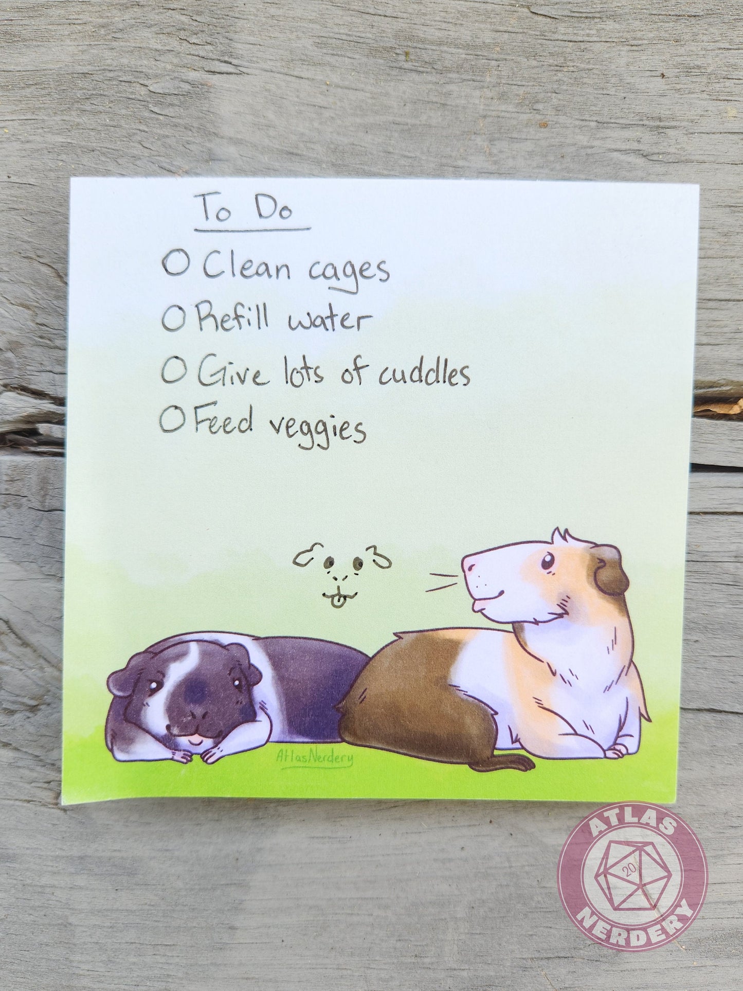 Guinea Pig Small Notepad - 4in x 4in Non-Sticky Tear-Away Memo Notepad 50 Pages