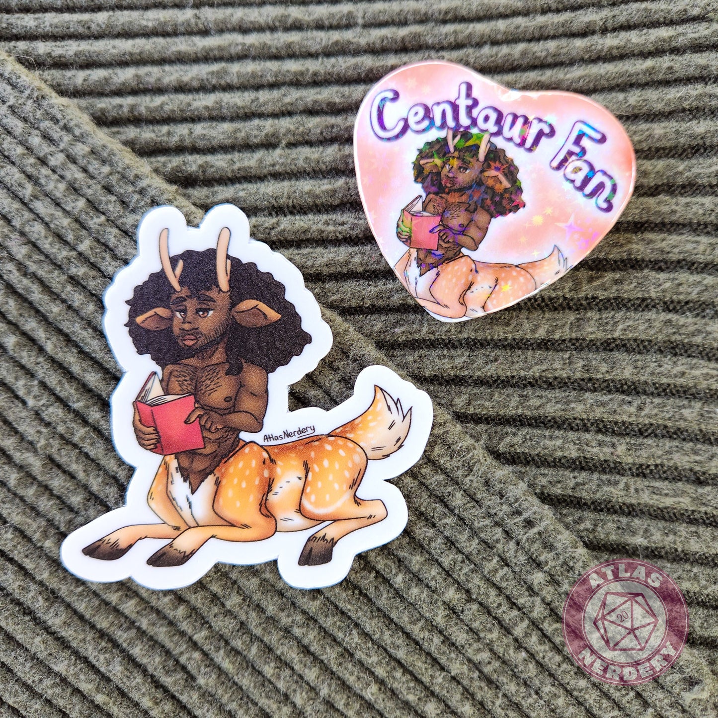 Centaur Fan - 2.25” x 2” Holographic Heart Shaped Pinback Button