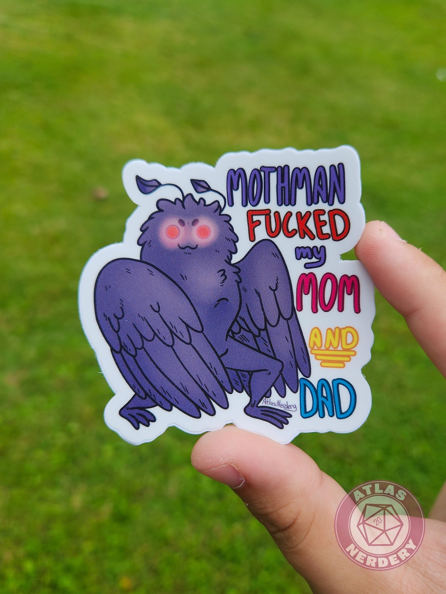 Mothman Fucked My Mom And Dad Sticker - 3" Waterproof Semi-Gloss Vinyl Sticker