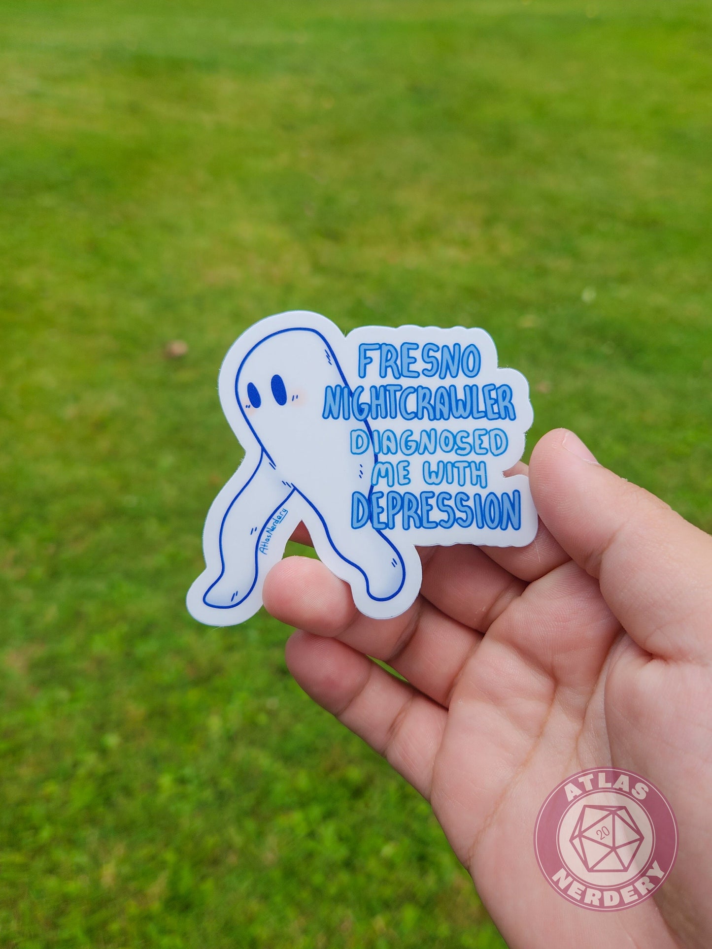 Fresno Nightcrawler Diagnosed Me With Depression Sticker - 3" Waterproof Semi-Gloss Vinyl Sticker