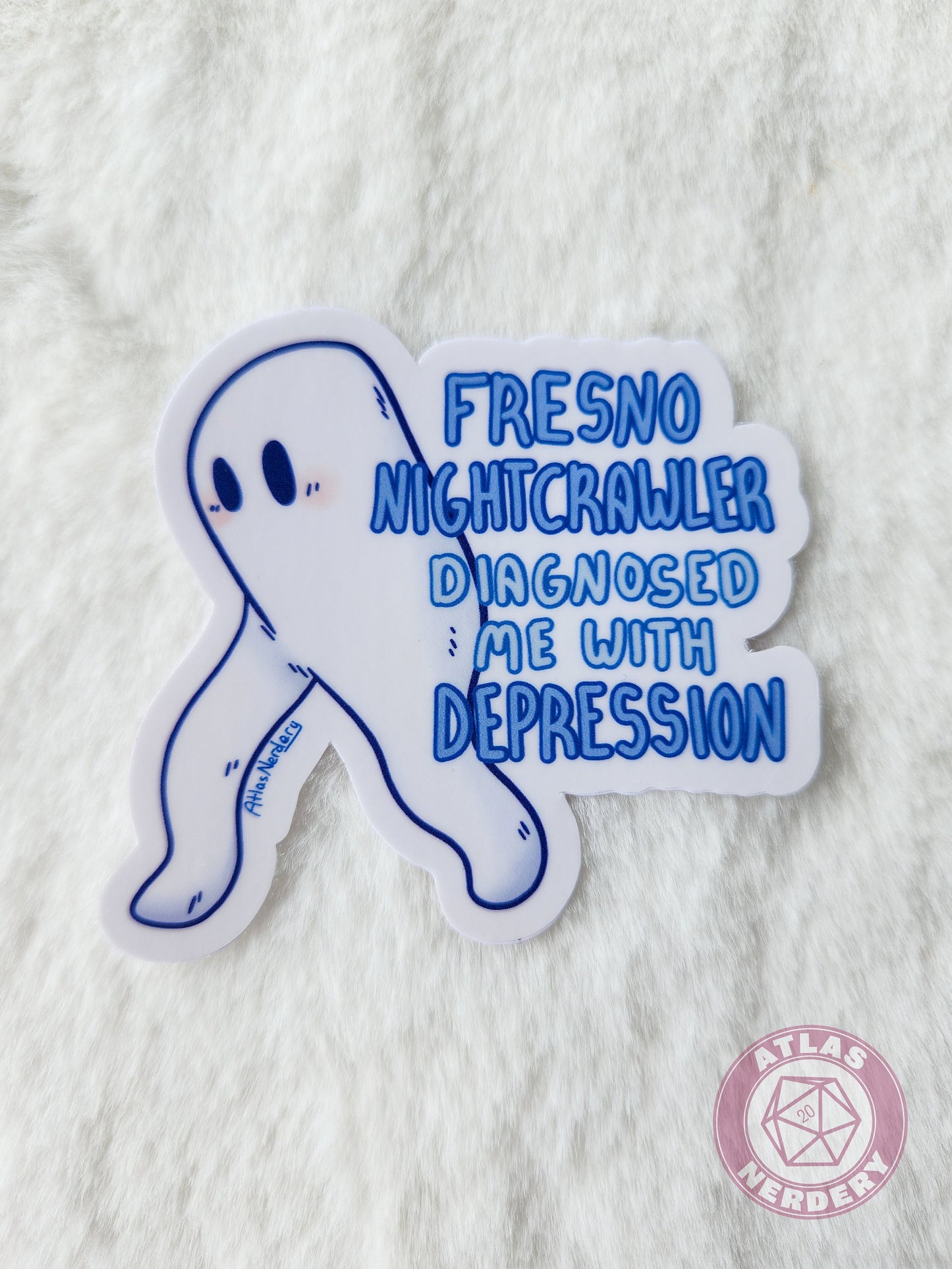 Fresno Nightcrawler Diagnosed Me With Depression Sticker - 3" Waterproof Semi-Gloss Vinyl Sticker