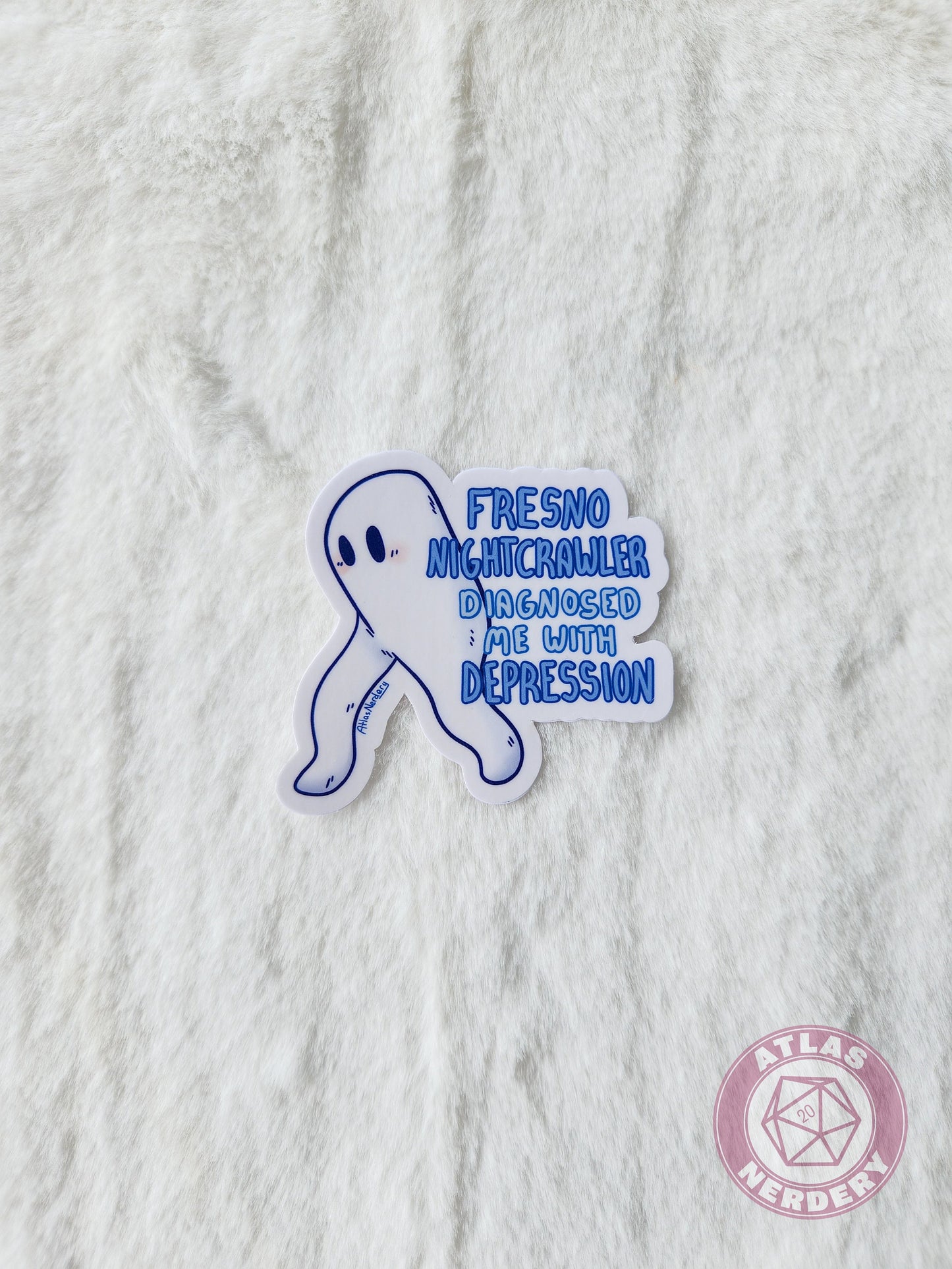 Fresno Nightcrawler Diagnosed Me With Depression Sticker - 3" Waterproof Semi-Gloss Vinyl Sticker