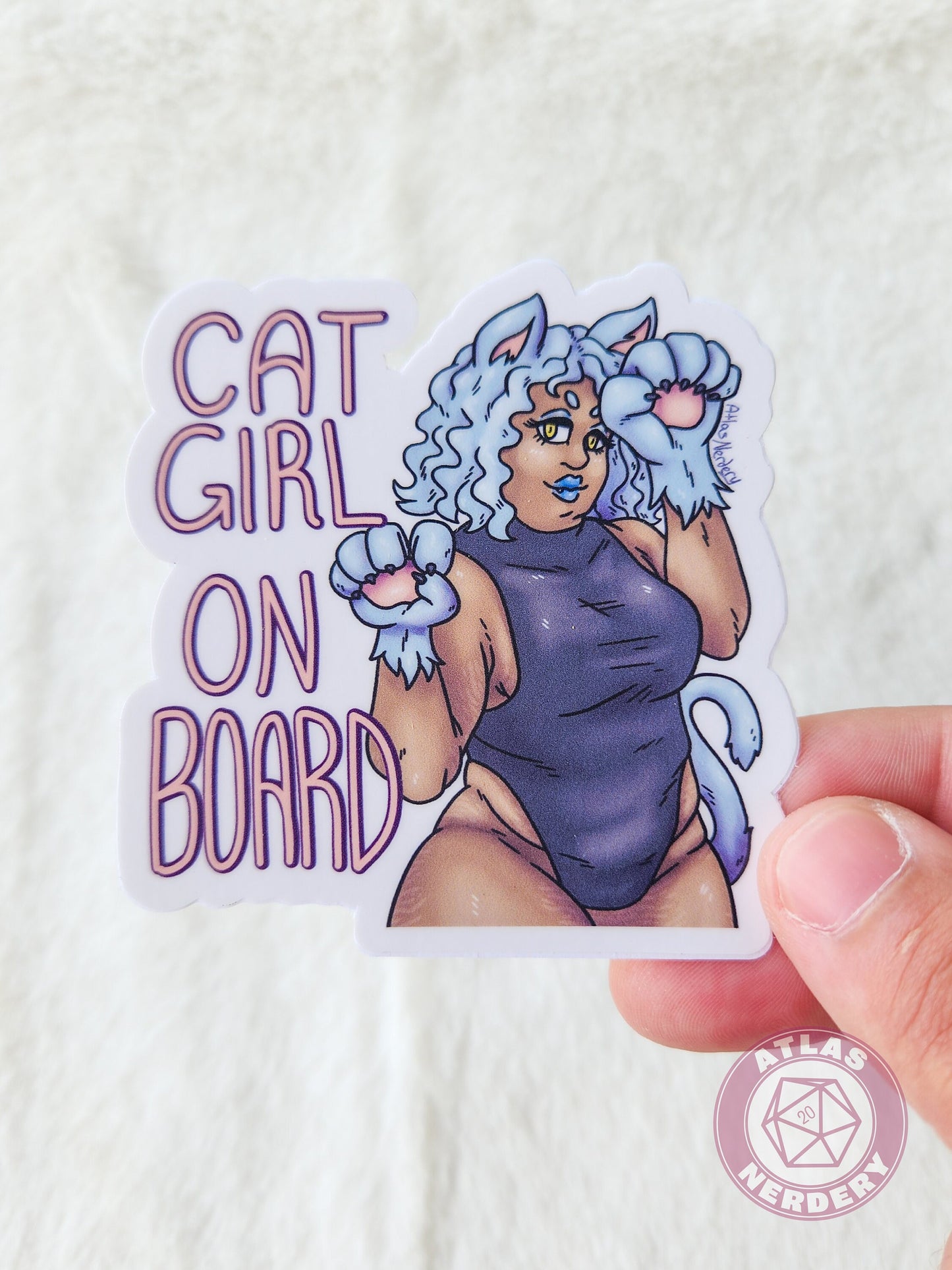 Cat Girl On Board - 3" Waterproof Semi-Gloss Vinyl Sticker