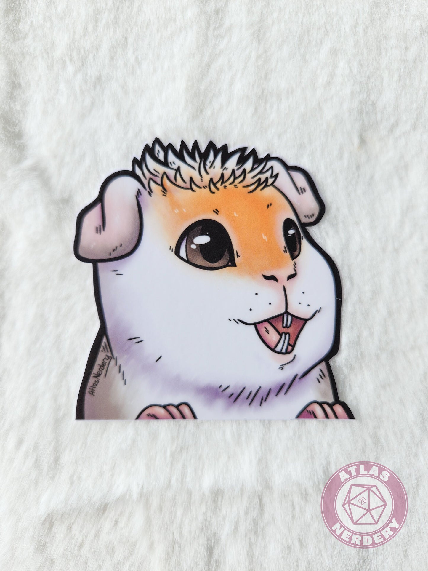 Potassium the Guinea Pig Peeker Sticker - 3" Waterproof Vinyl Sticker