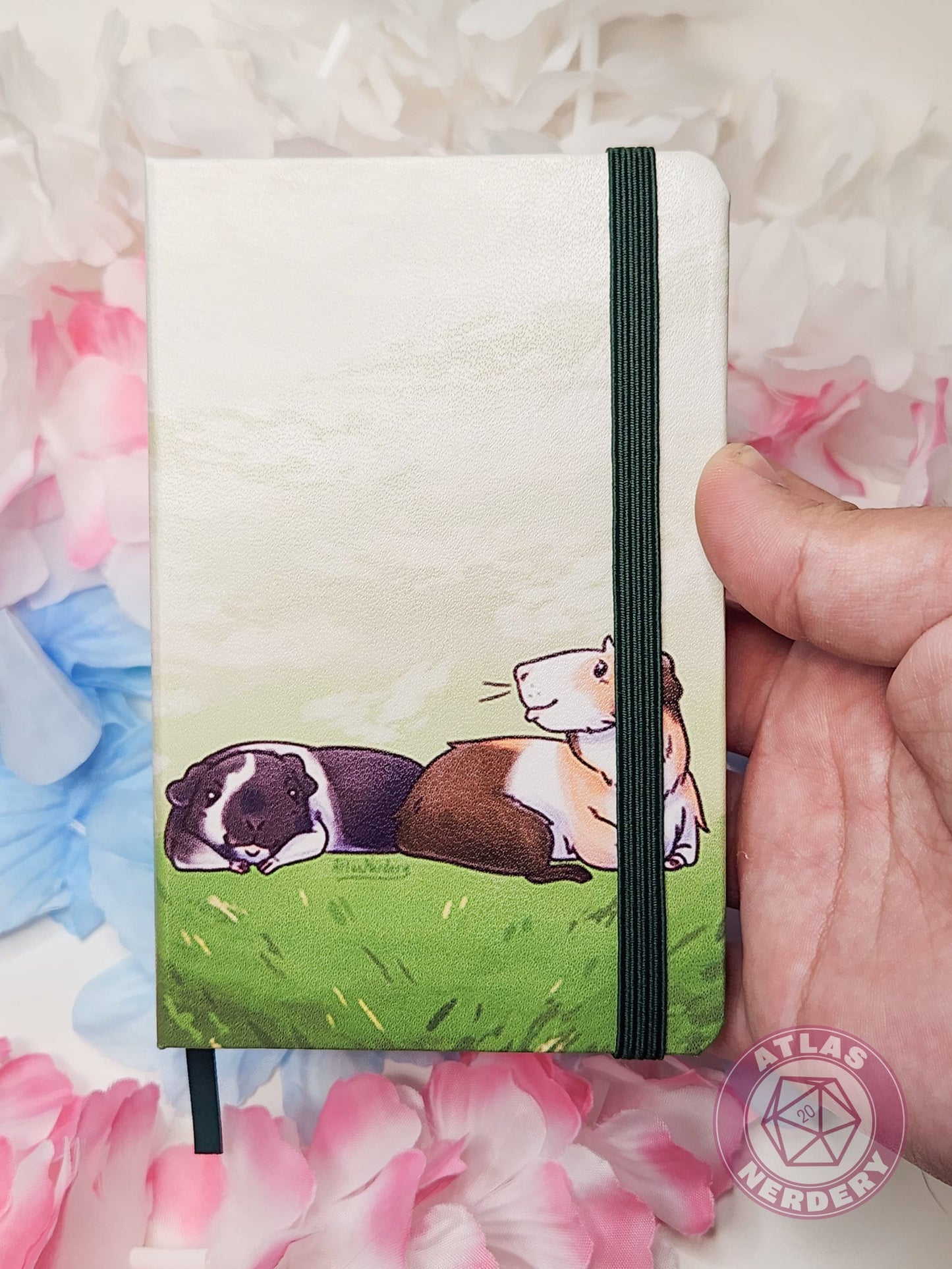 Guinea Pigs Travel Sketchbook - A6 Size with 160 Pages, Green Ribbon Bookmark and Strap Closure