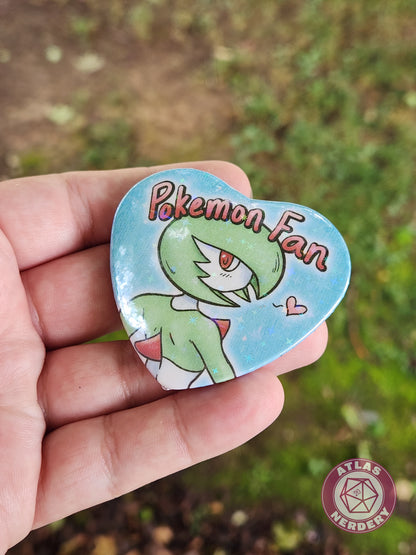 Pokemon Fan - 2.25” x 2” Holo Heart Pinback Button