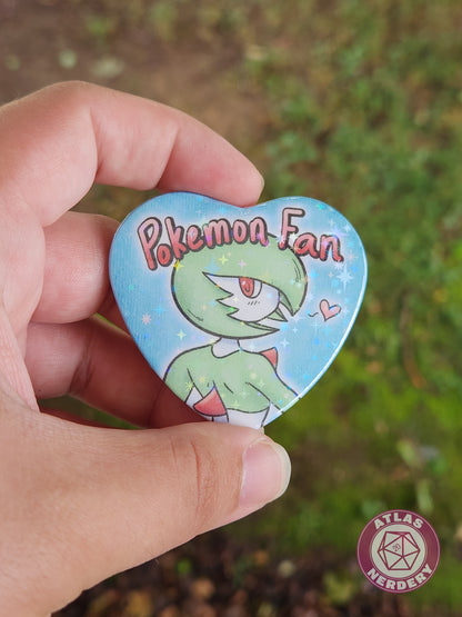 Pokemon Fan - 2.25” x 2” Holo Heart Pinback Button