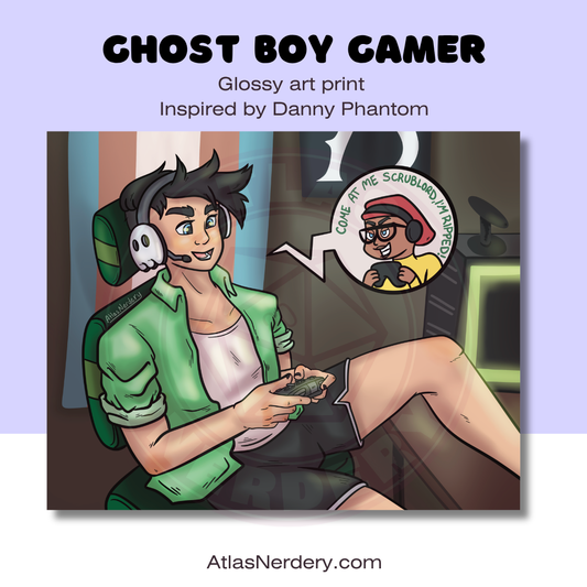 Ghost Boy Gamer - 8x10in Glossy Art Print