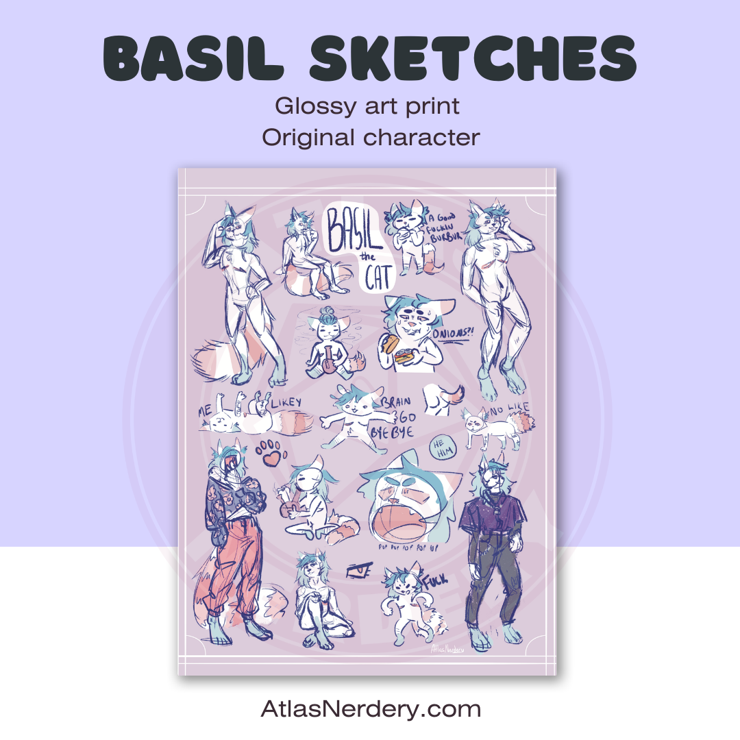 Basil Sketches - 8x10in Glossy Art Print
