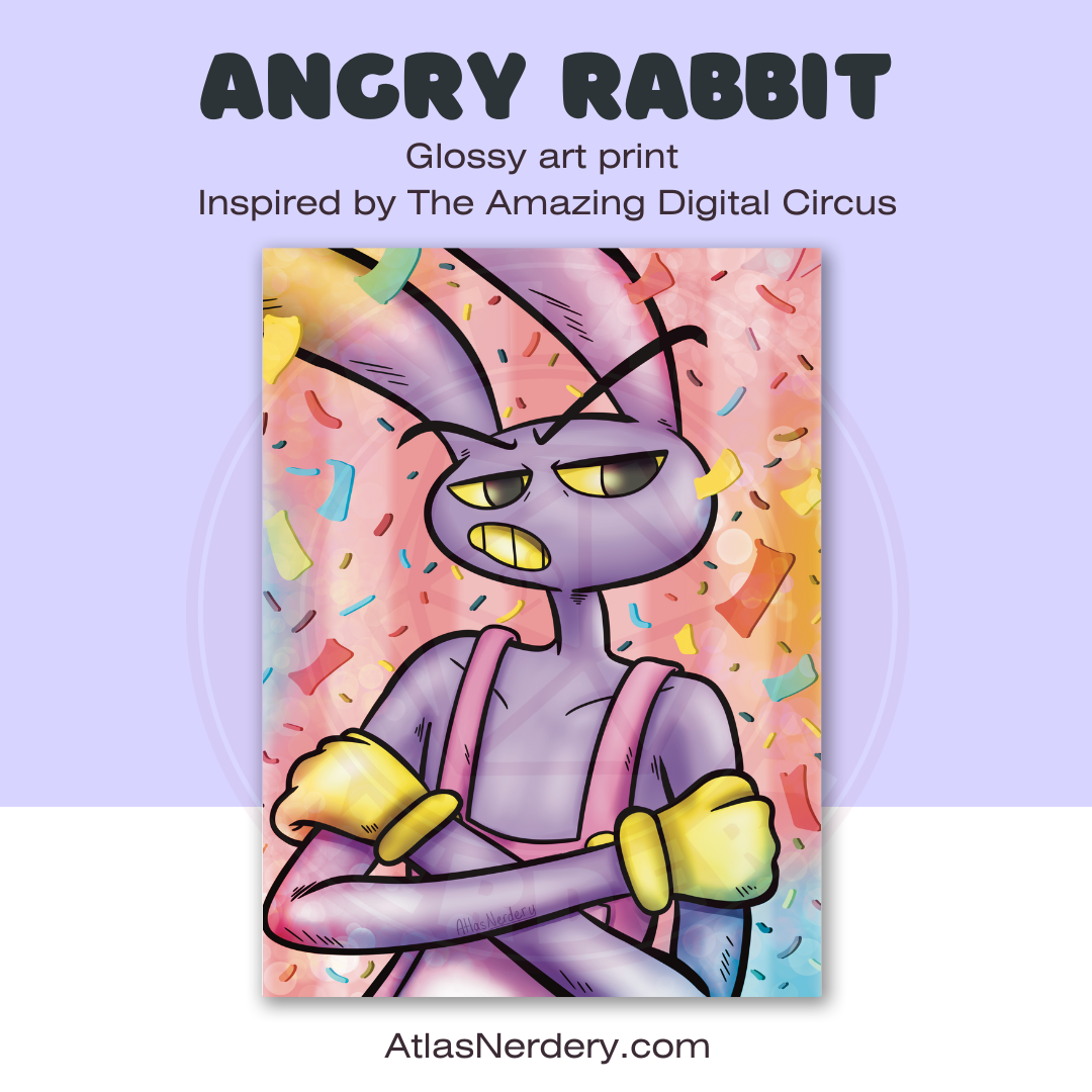 Angry Rabbit - 8x10in Glossy Art Print