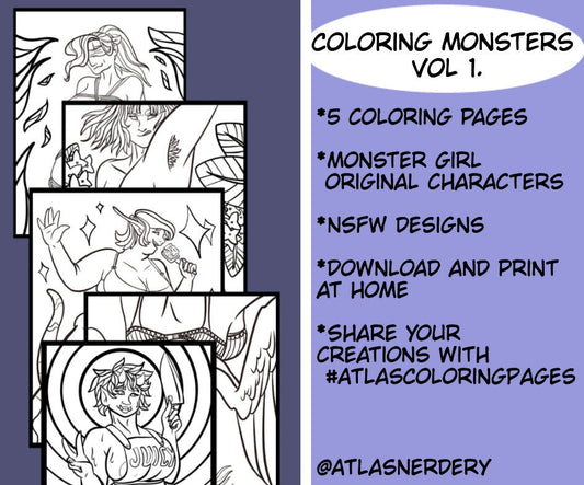 Coloring Monsters - *NSFW* Monster Girl Downloadable Coloring Book Pages