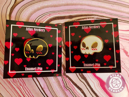 Tsundere Skull - 1” Soft Enamel Pin with Epoxy dome and 2 Variants