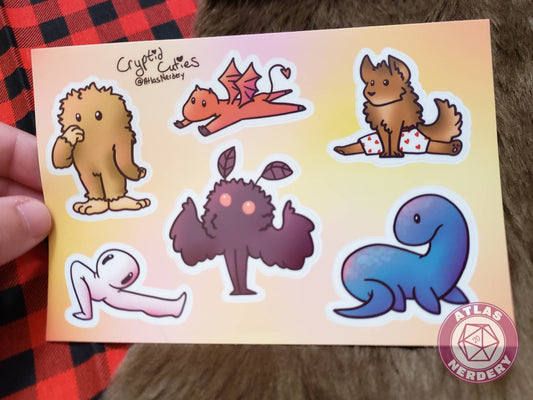 Cryptid Cuties Sticker Sheet - 4x6 Vinyl Sticker Sheet