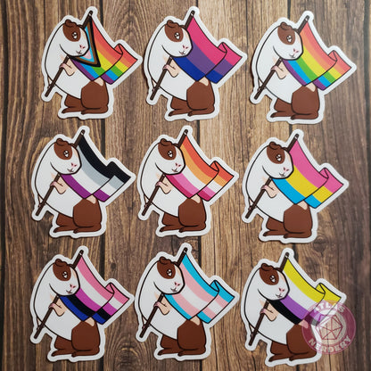 Asexual Guinea Pig Pride Flag - 3" Waterproof Vinyl Sticker