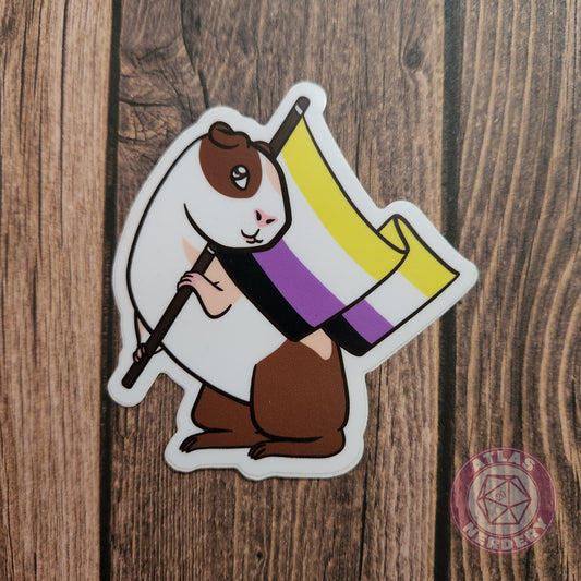 Nonbinary Enby Guinea Pig Pride Flag - 3" Waterproof Vinyl Sticker