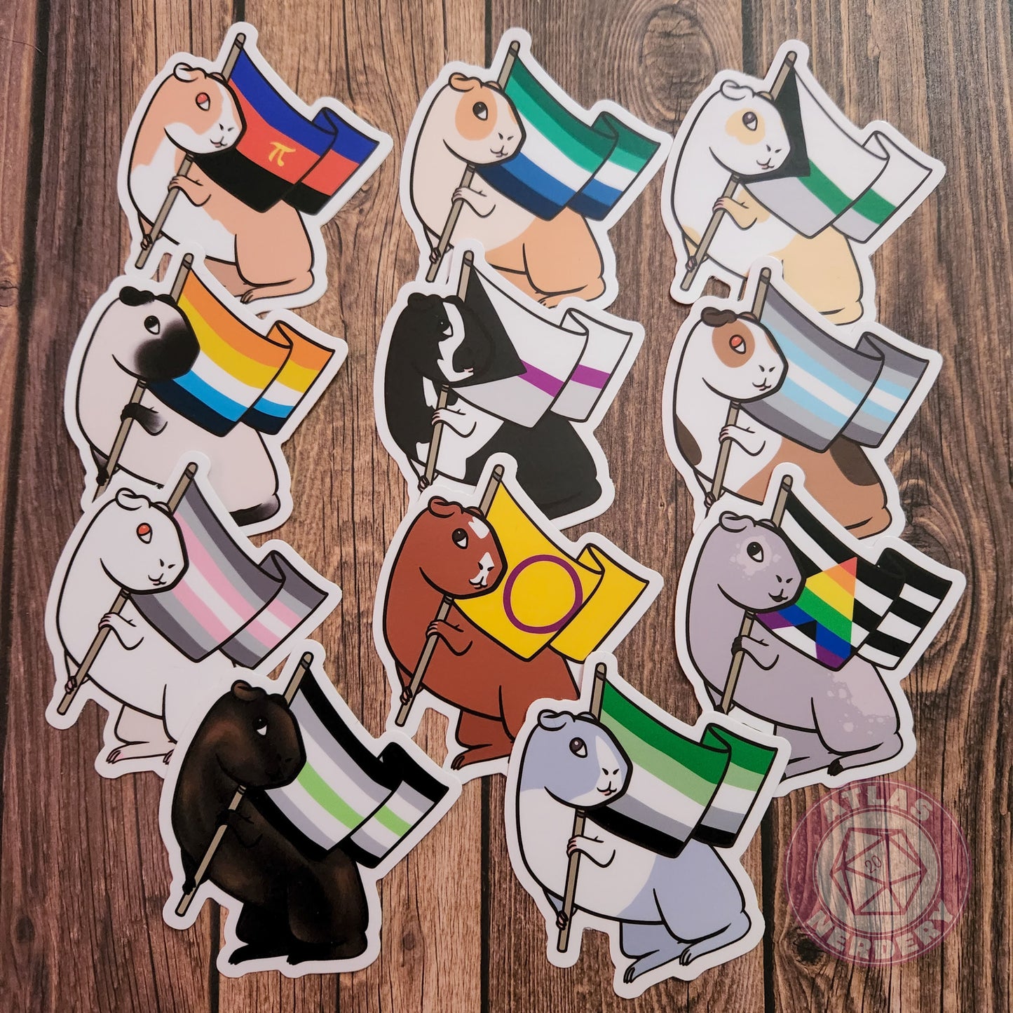Progress Rainbow Guinea Pig Pride Flag - 3" Waterproof Vinyl Sticker